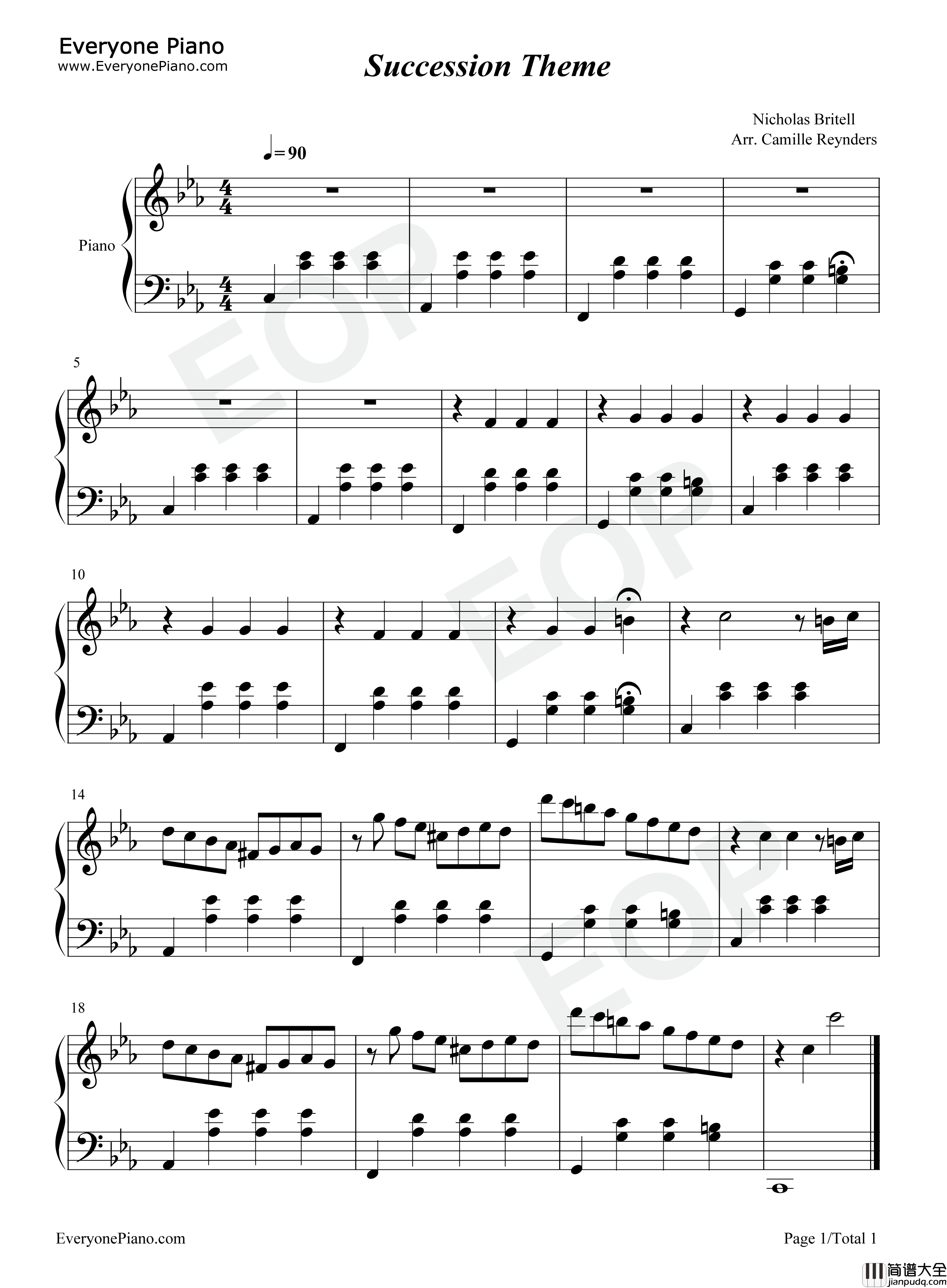 Succession_Theme钢琴谱_Nicholas_Britell