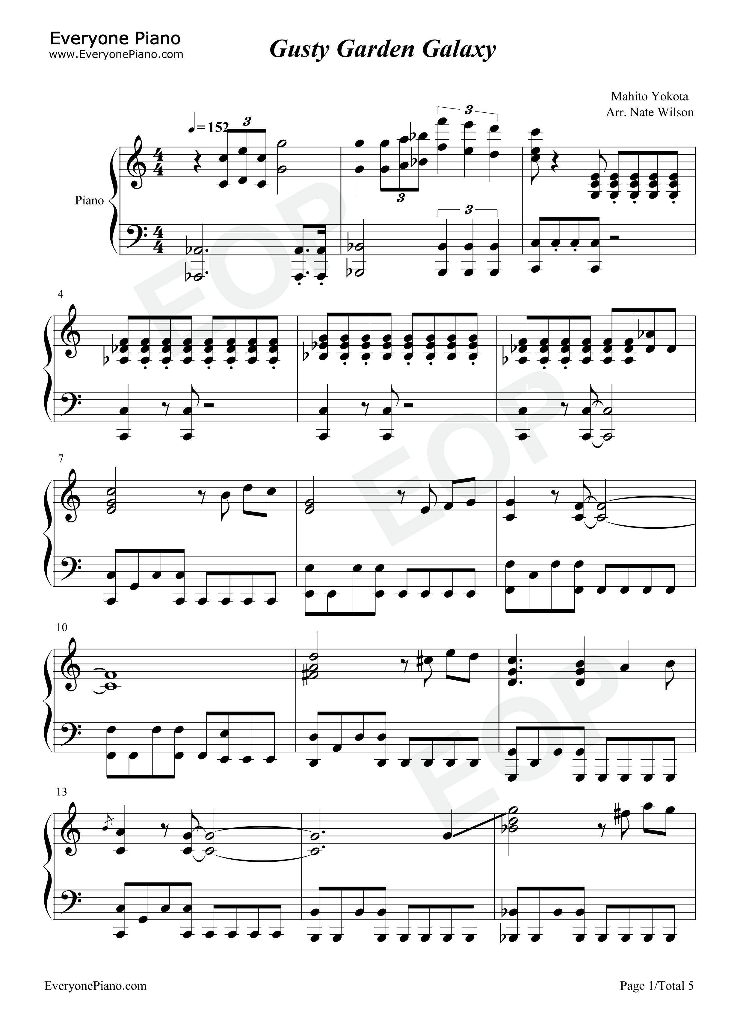 Gusty_Garden_Galaxy钢琴谱_横田真人