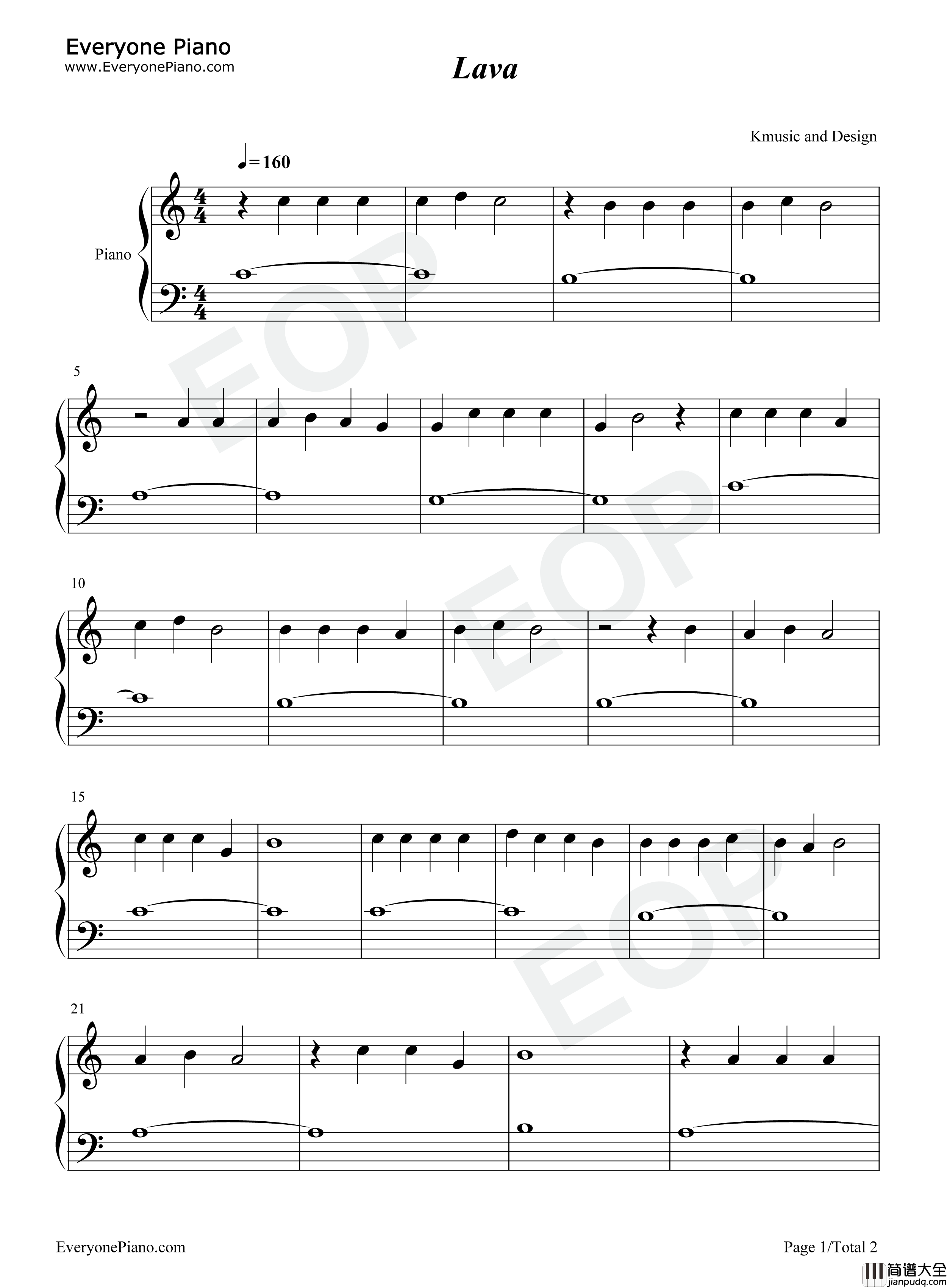 Lava钢琴谱_James_Ford_Murphy