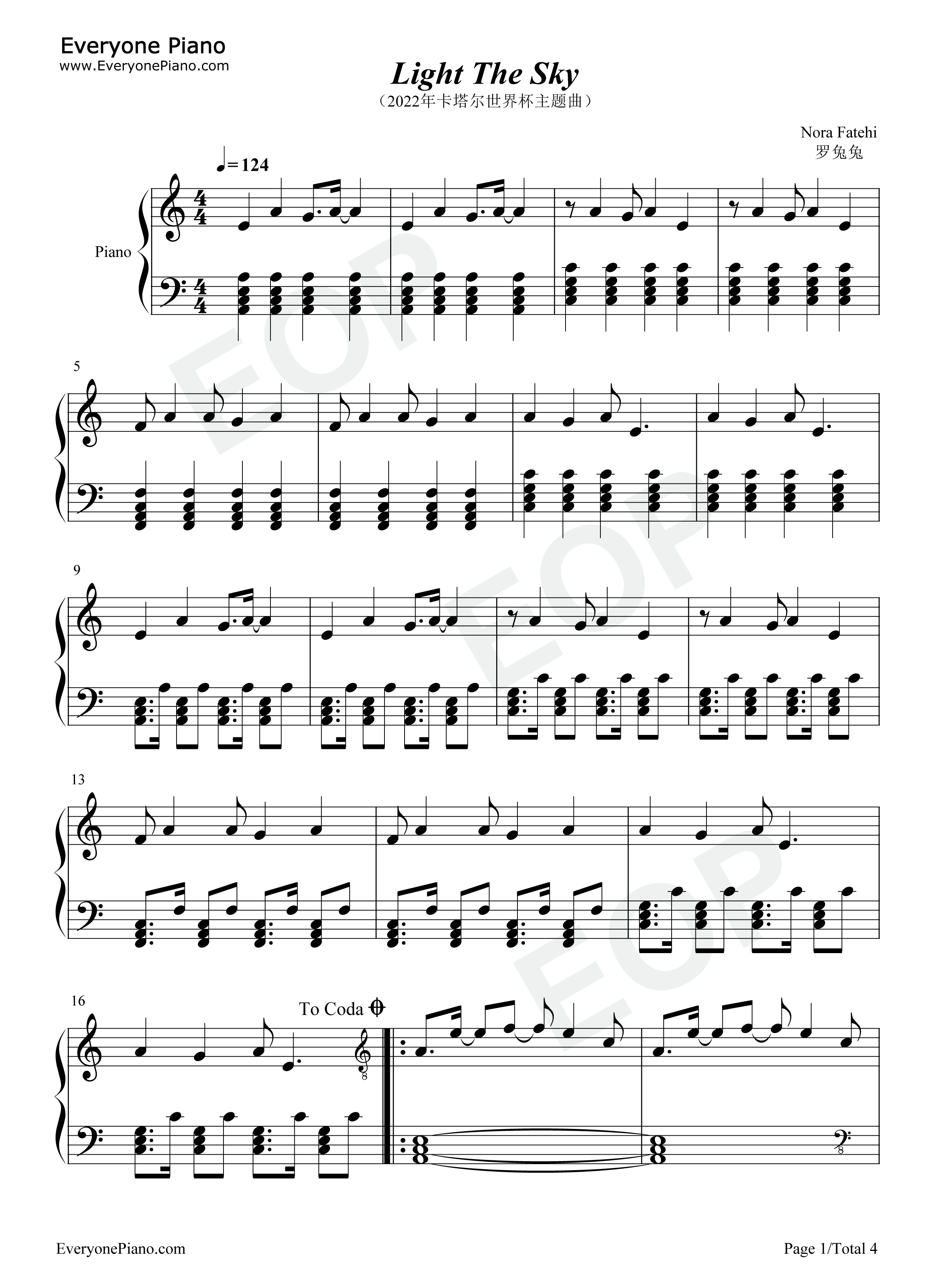 Light_The_Sky钢琴谱_Balqees_Nora_Fatehi_Rahma_Riad_Manal