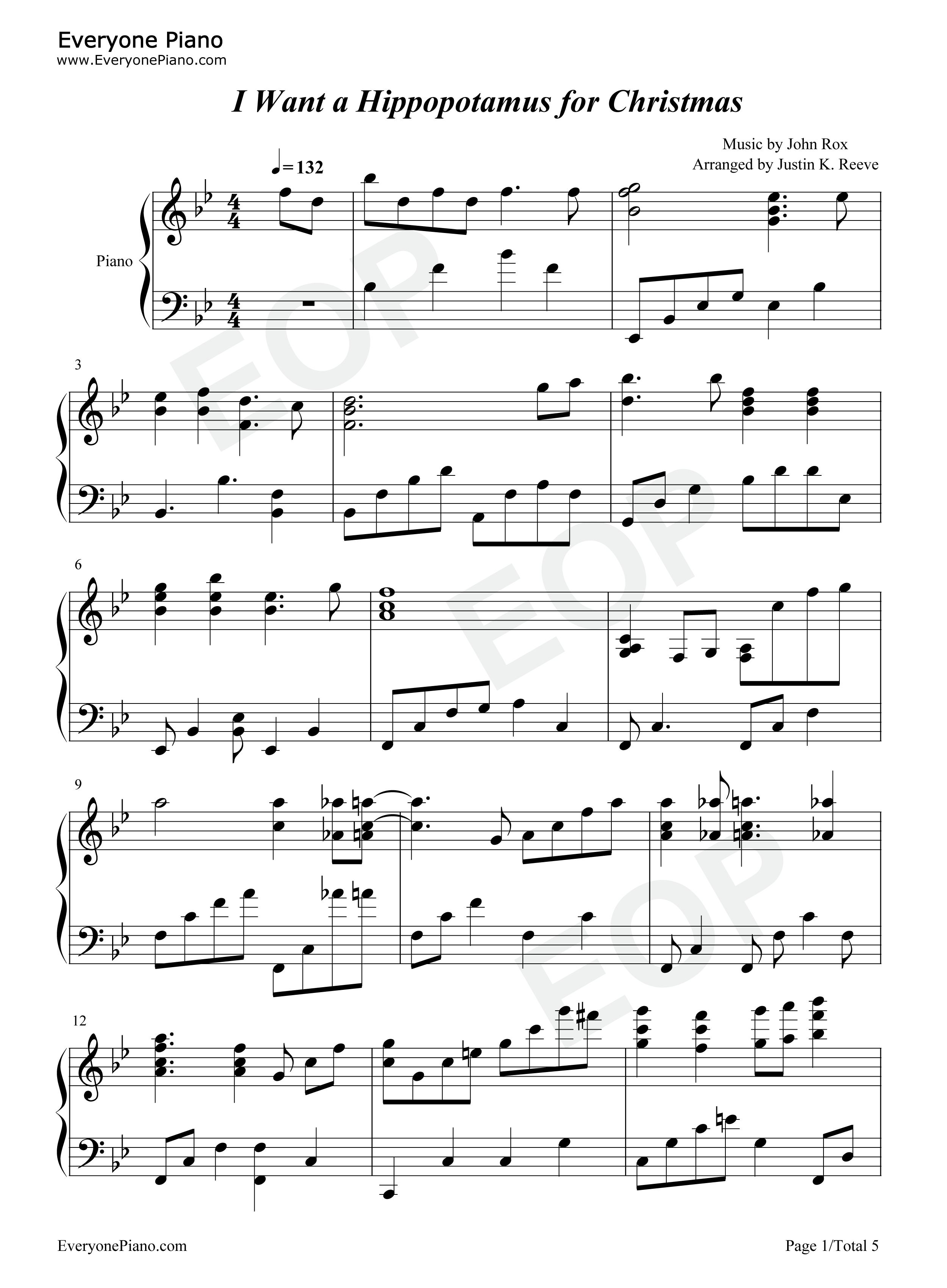 I_Want_a_Hippopotamus_for_Christmas钢琴谱_Gayla_Peevey