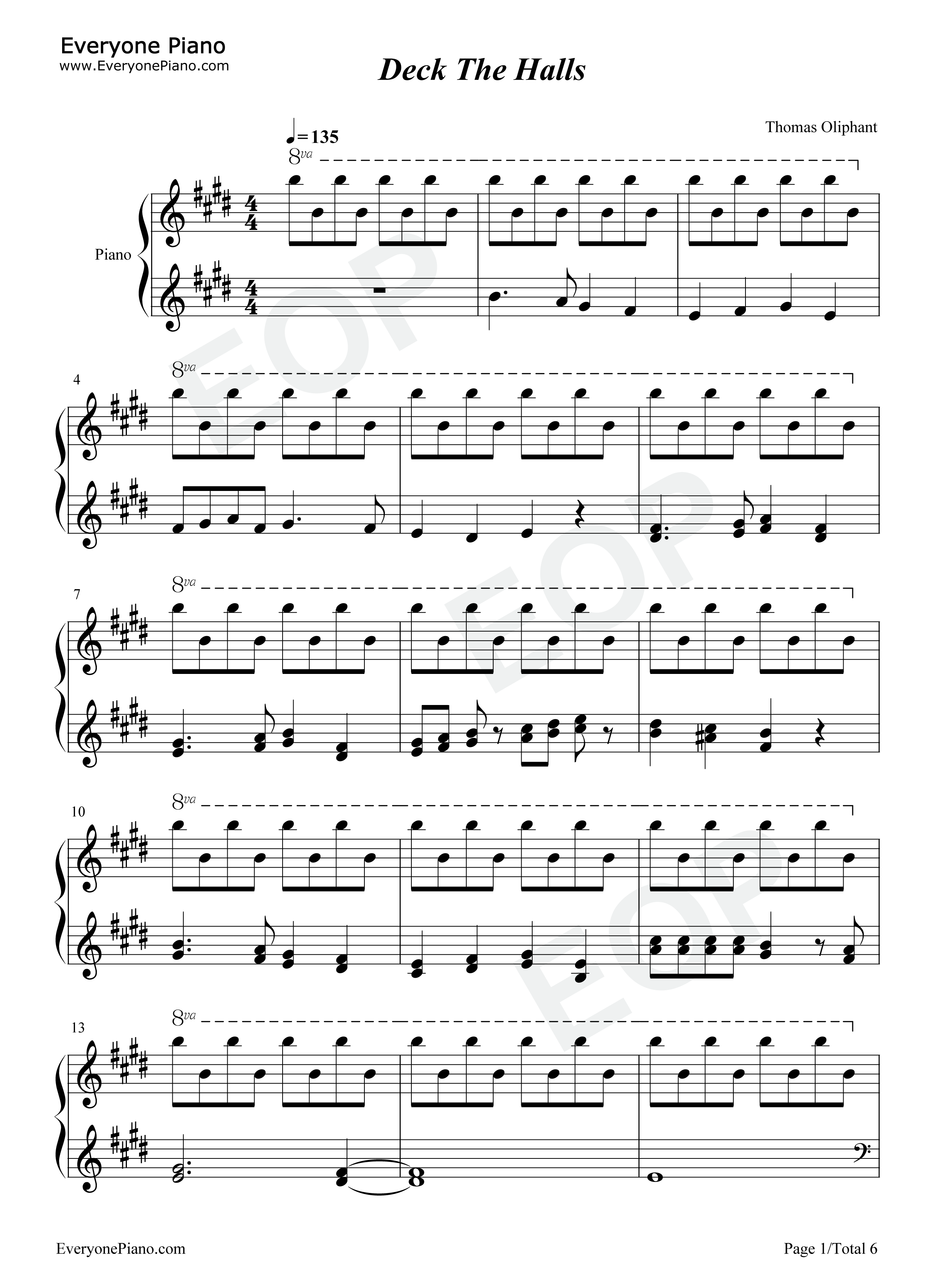 Deck_The_Halls钢琴谱_Thomas_Oliphant
