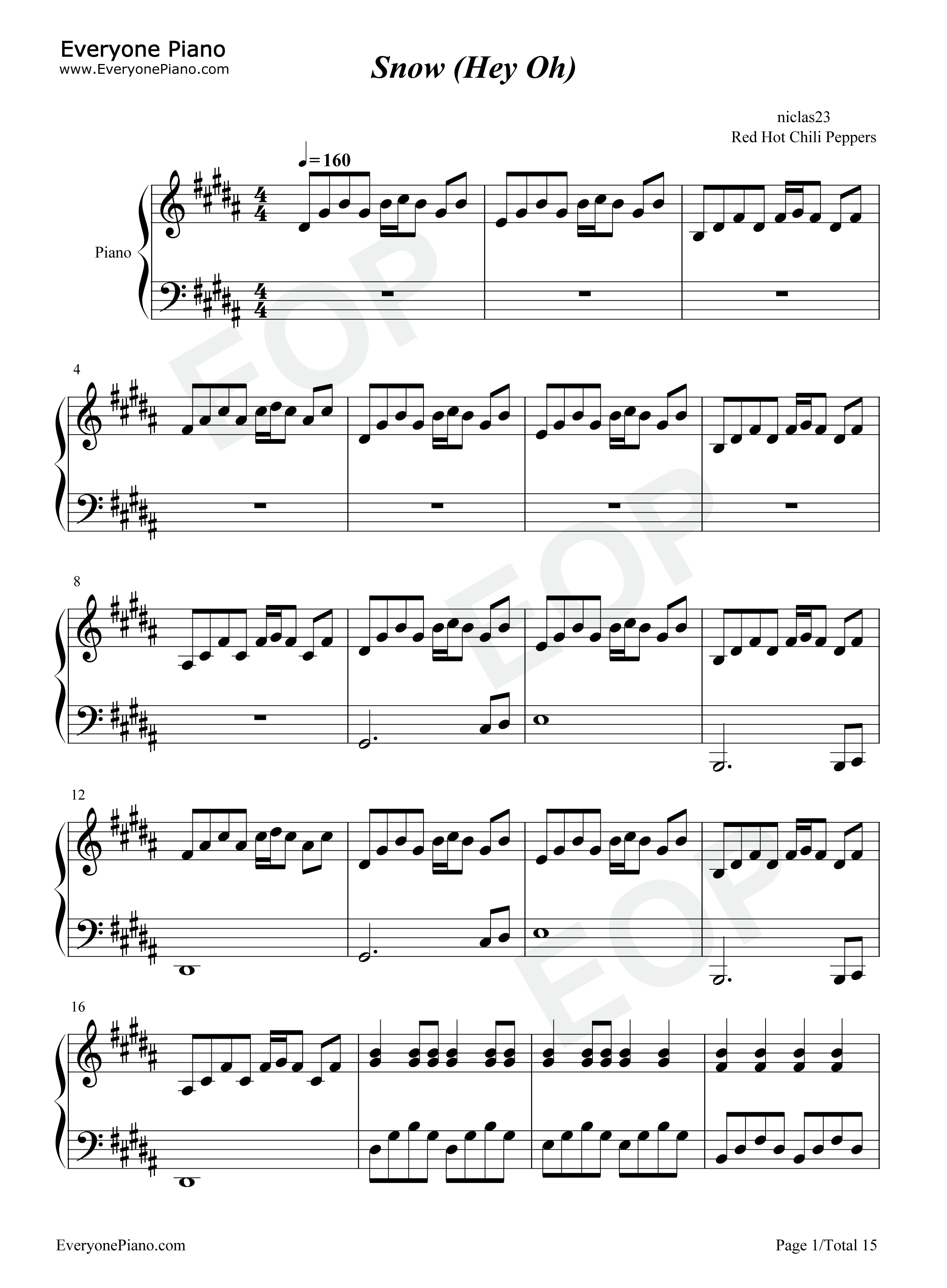 Snow_Hey_Oh钢琴谱_Red_Hot_Chili_Peppers