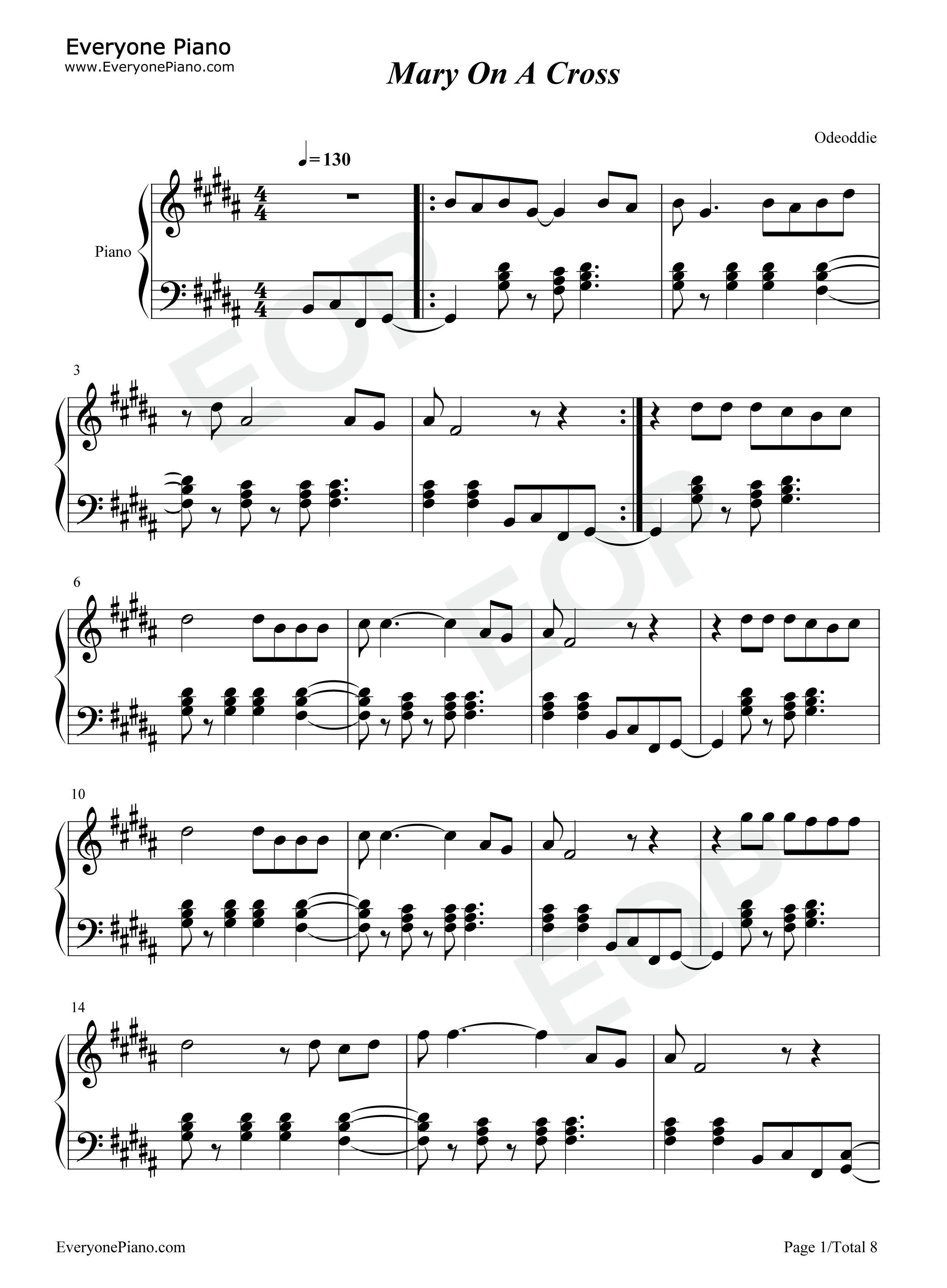 Mary_On_A_Cross钢琴谱_Ghost