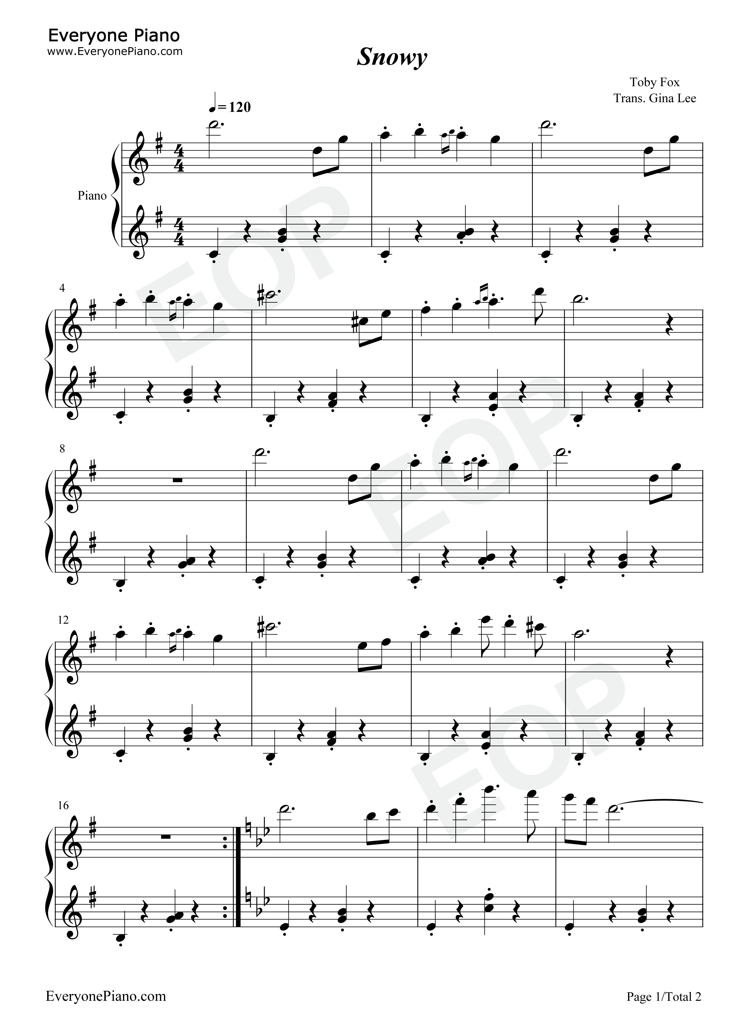 Snowy钢琴谱_Toby_Fox