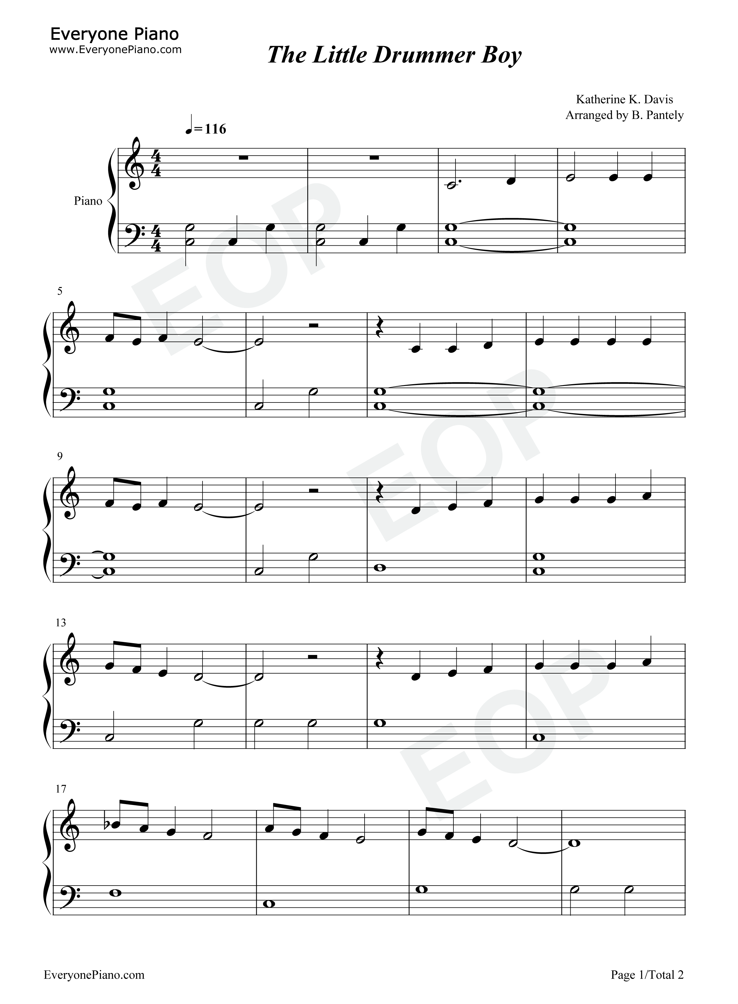 The_Little_Drummer_Boy钢琴谱_Katherine_Kennicott_Davis