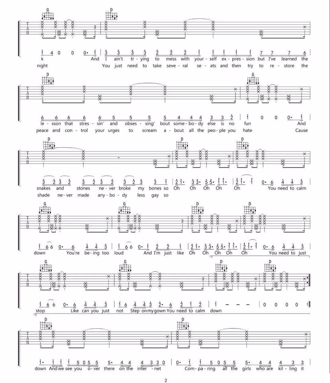 You-Need-To-Calm-Down吉他谱2-Taylor-Swift