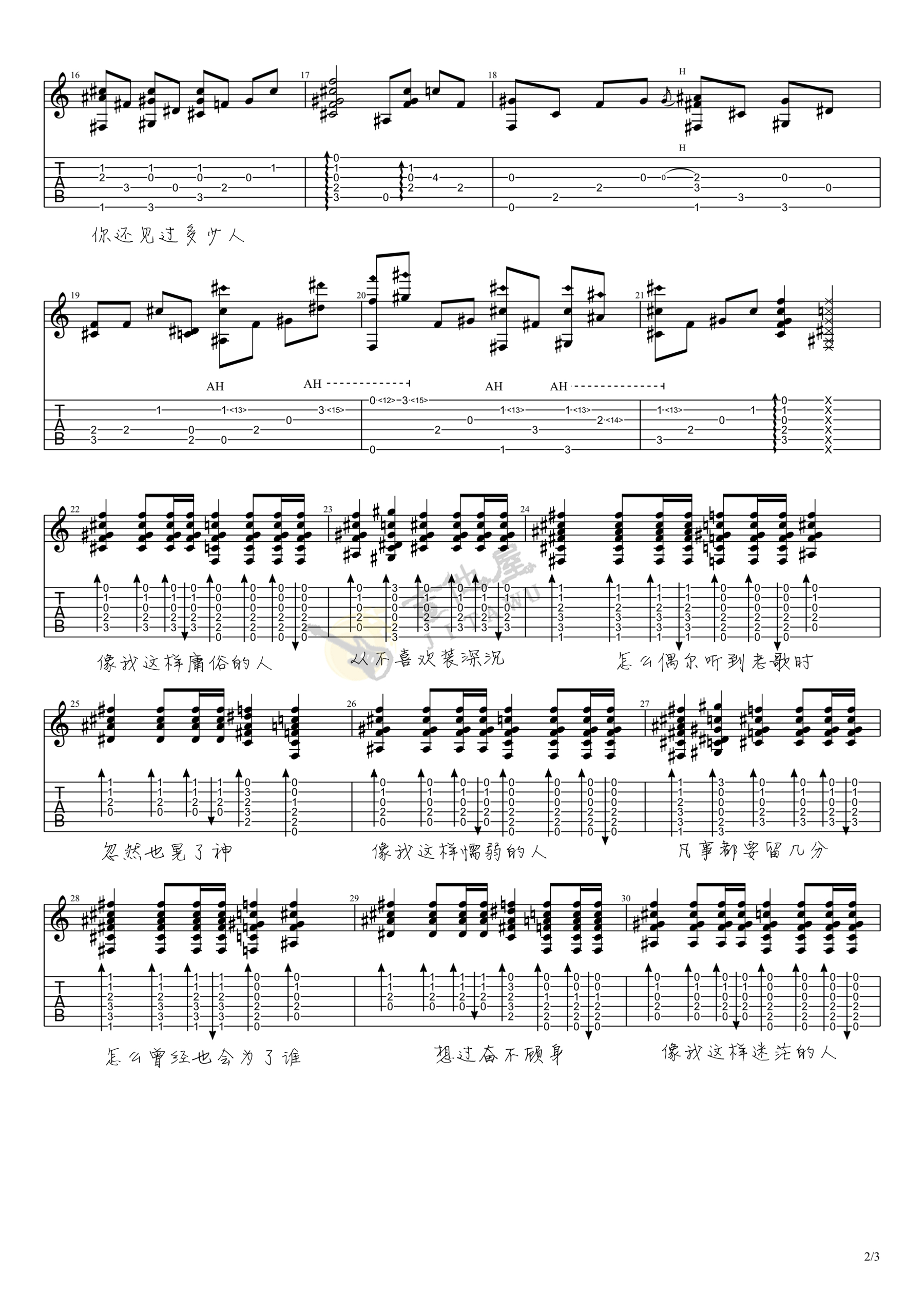 像我这样的人吉他谱预览图