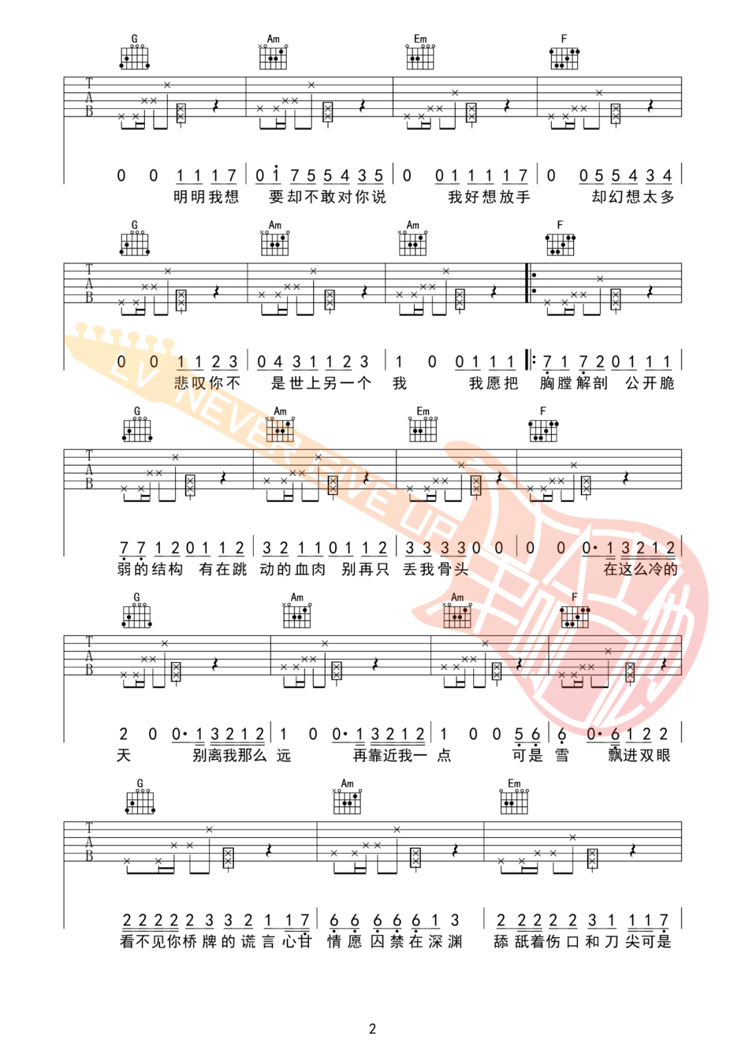 雪Distance吉他谱预览图