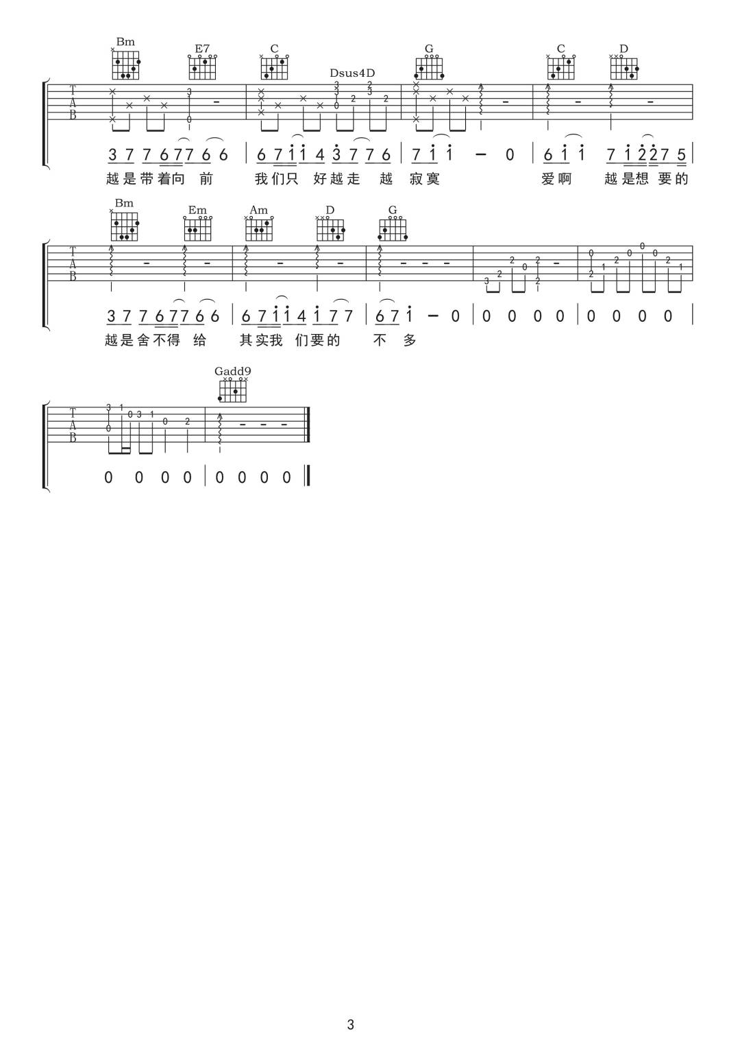 人啊吉他谱预览图