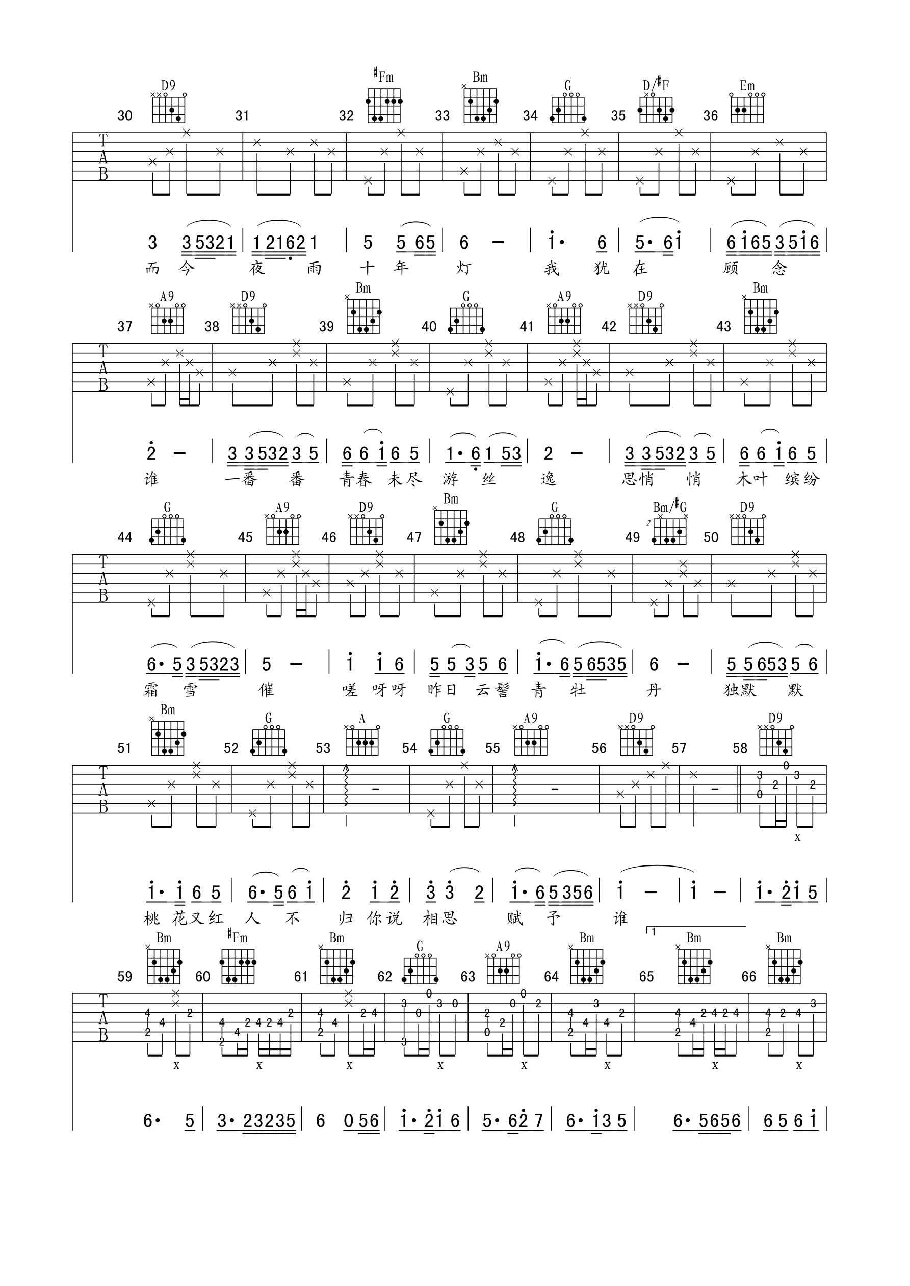 相思赋予谁吉他谱预览图