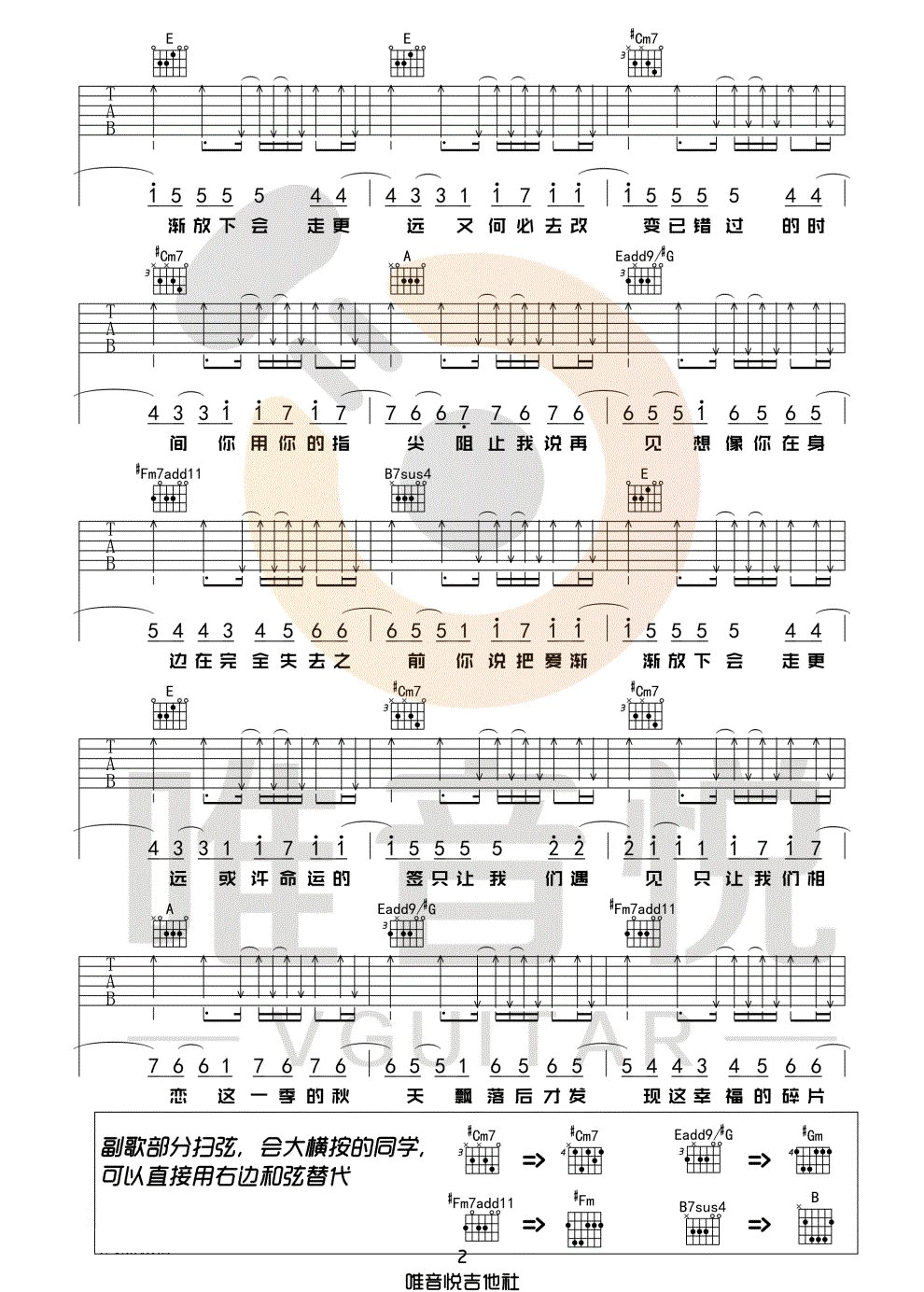 不能说的秘密吉他谱预览图