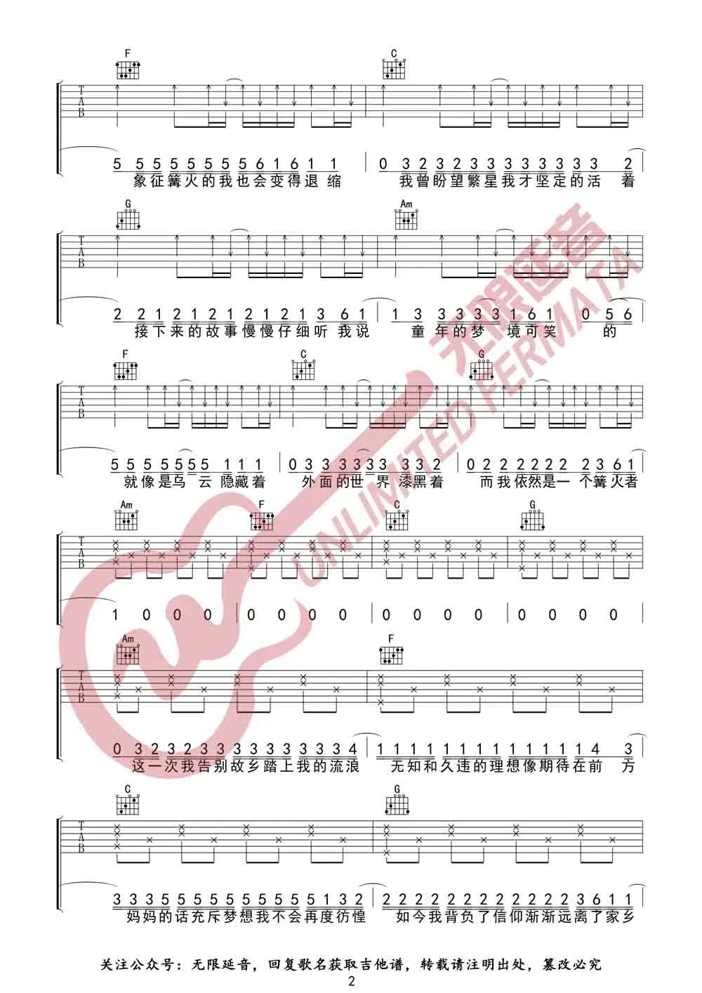 妈妈的话吉他谱预览图