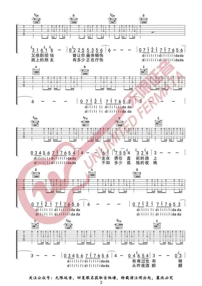 曾经的你吉他谱预览图