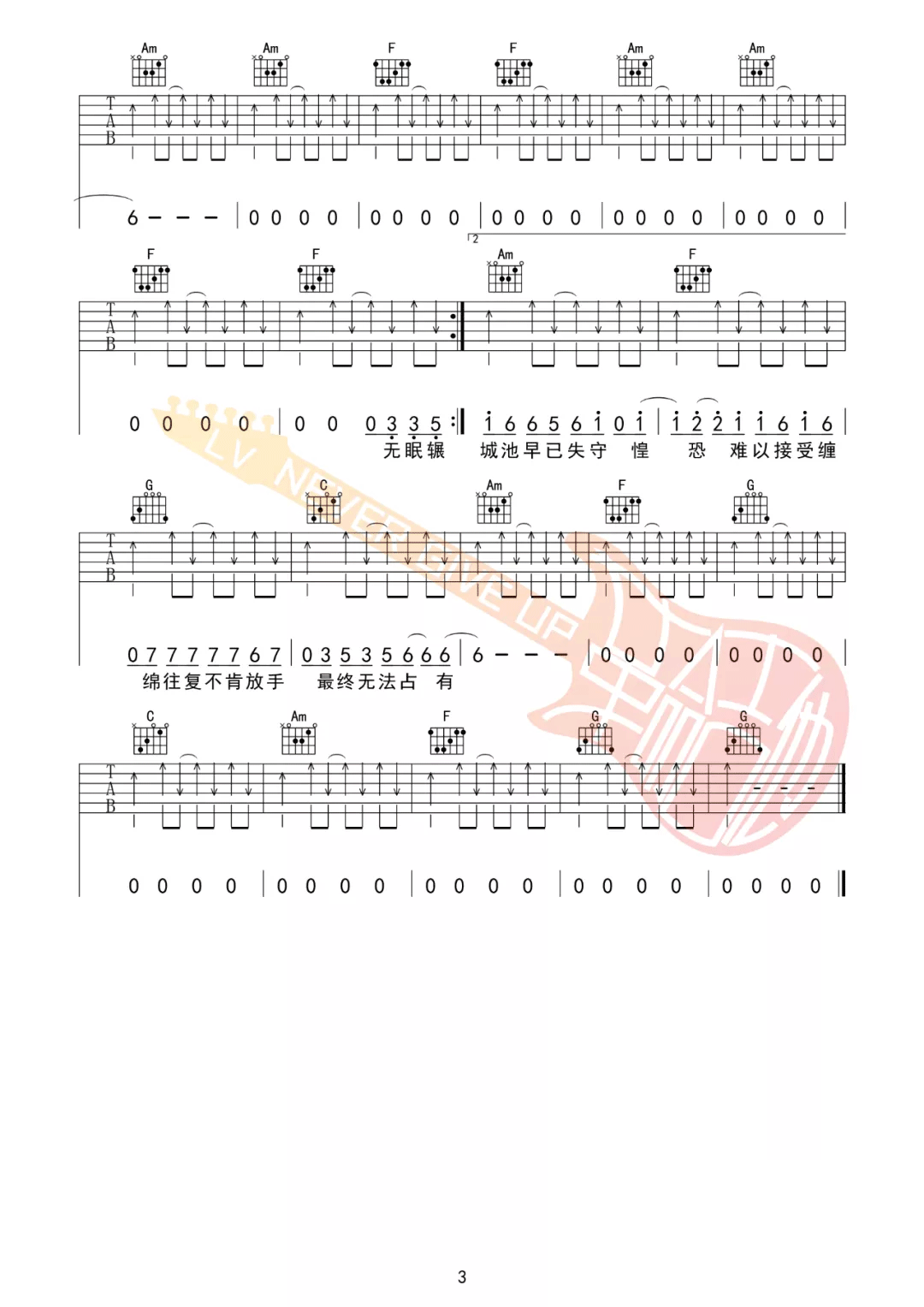 极恶都市吉他谱预览图