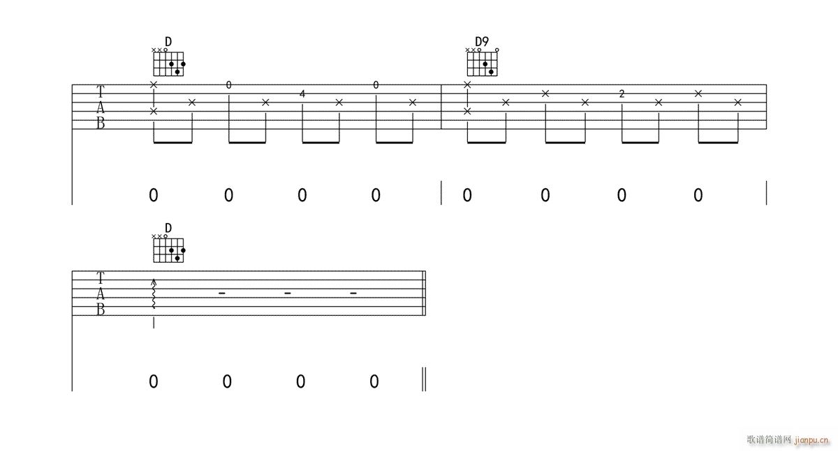 不在 D调指法原版编配(吉他谱)5