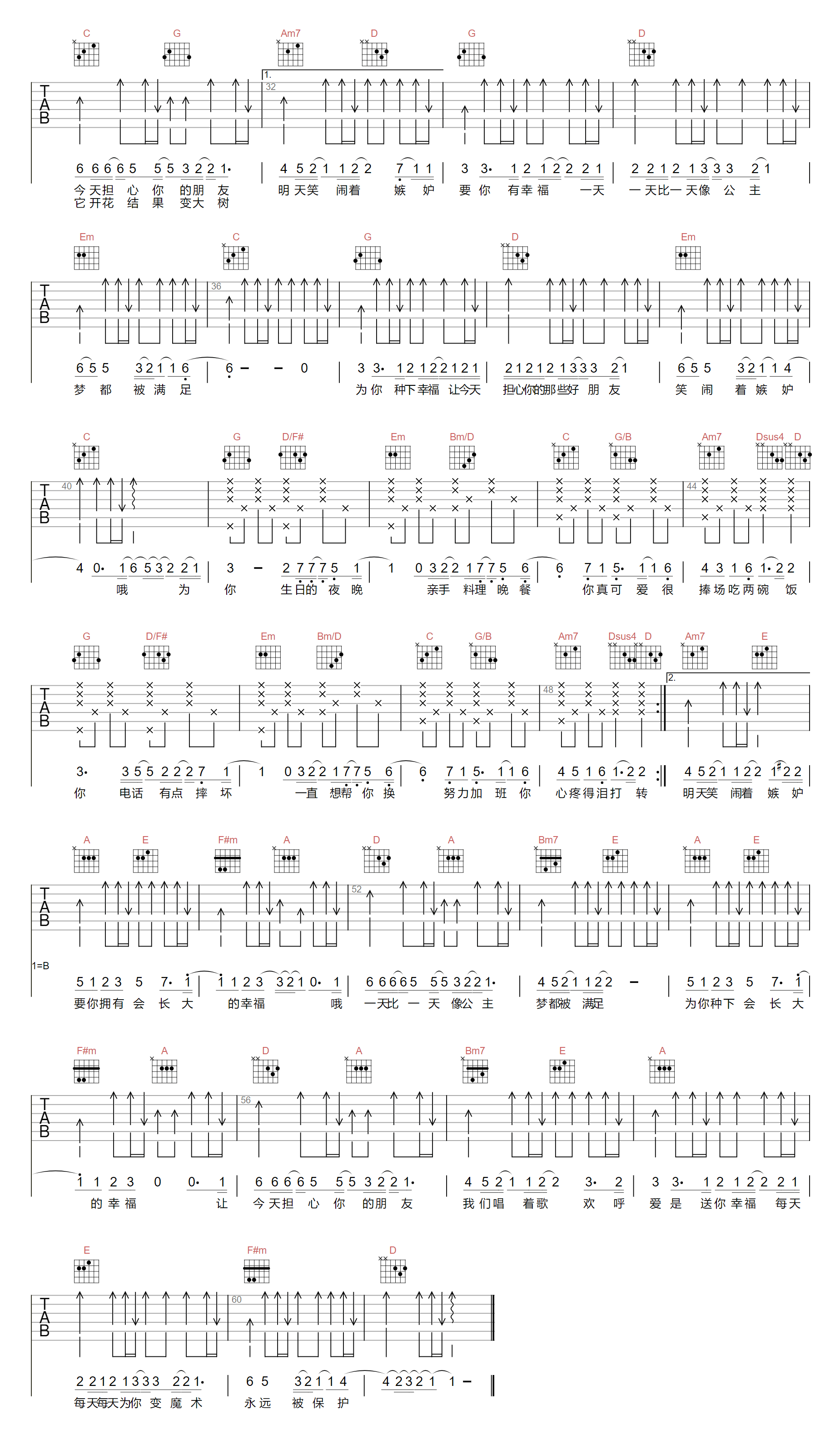 会长大的幸福吉他谱2-Tank-G调指法
