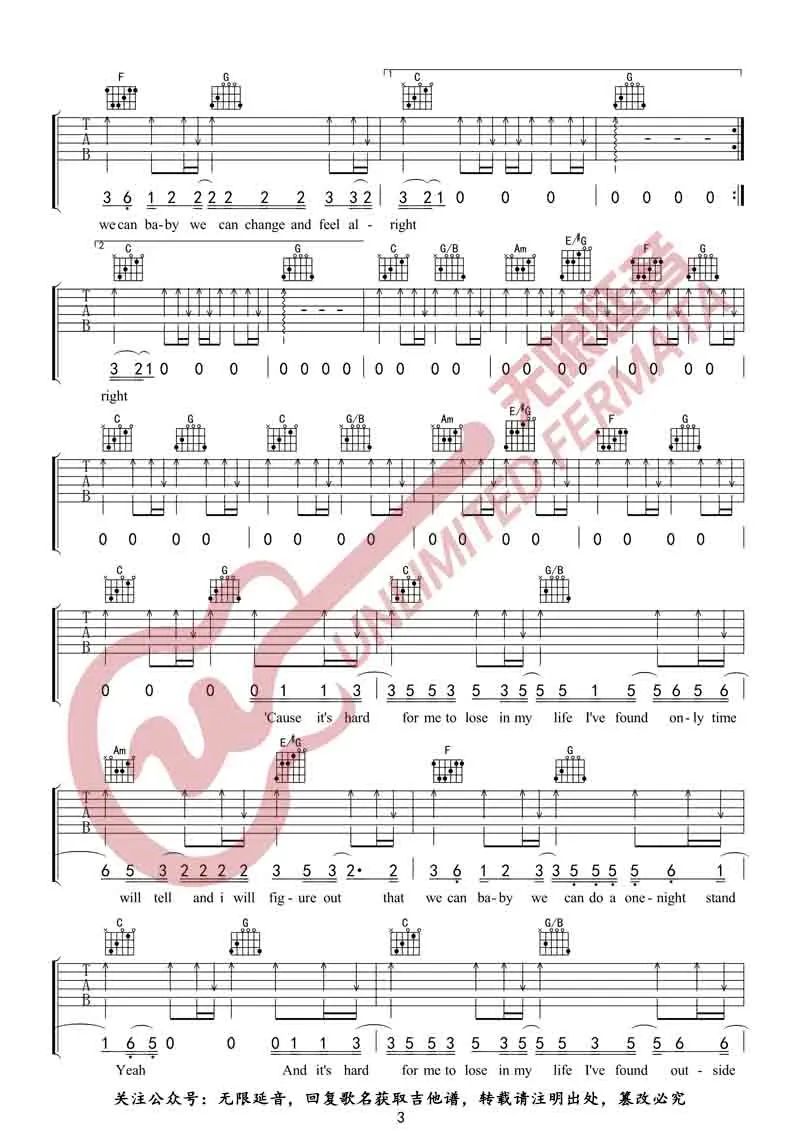 Free-Loop吉他谱3-Daniel-Powter-C调指法