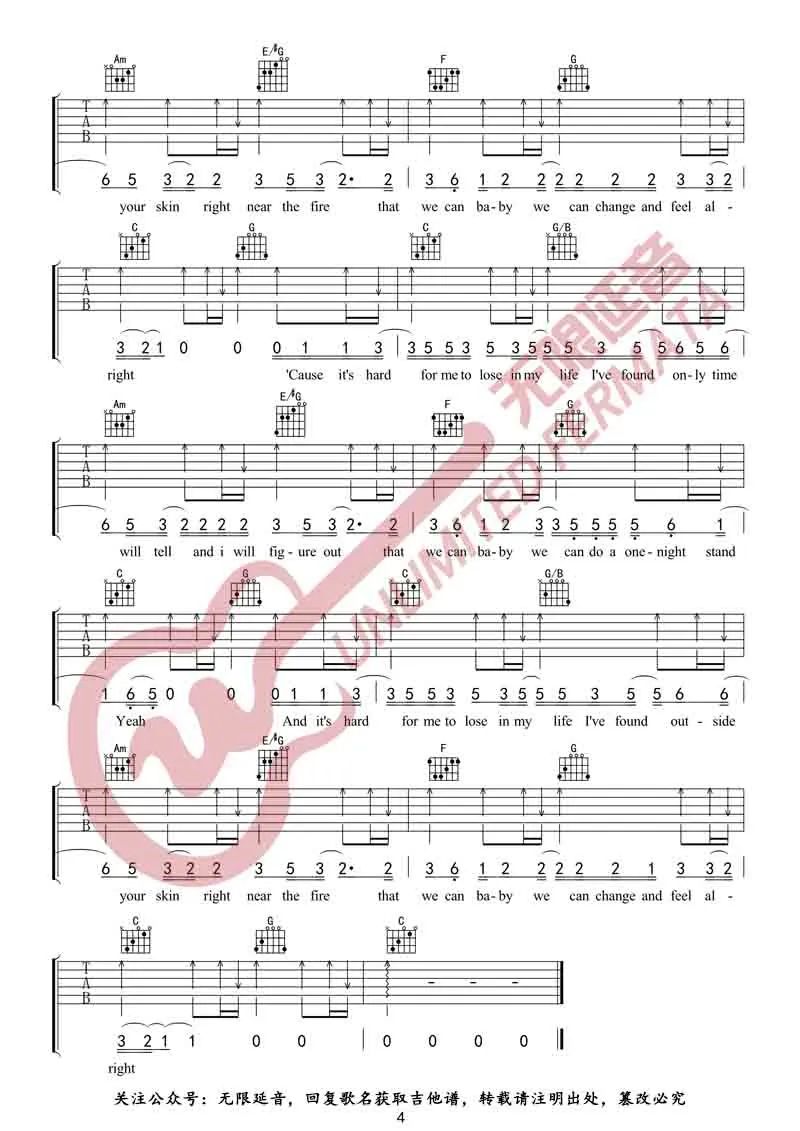 Free-Loop吉他谱4-Daniel-Powter-C调指法