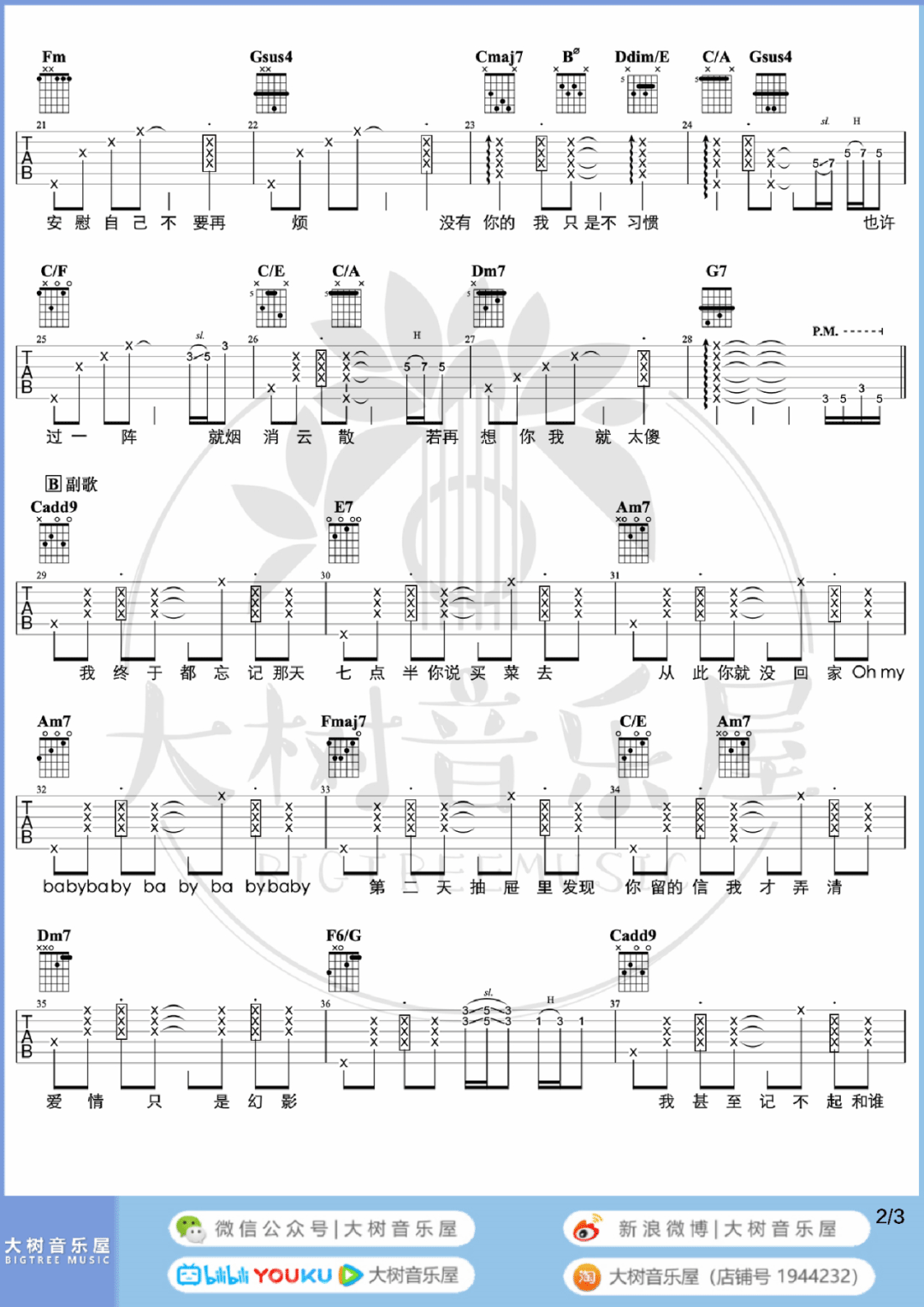 一口吉他谱2-丁世光-C调指法