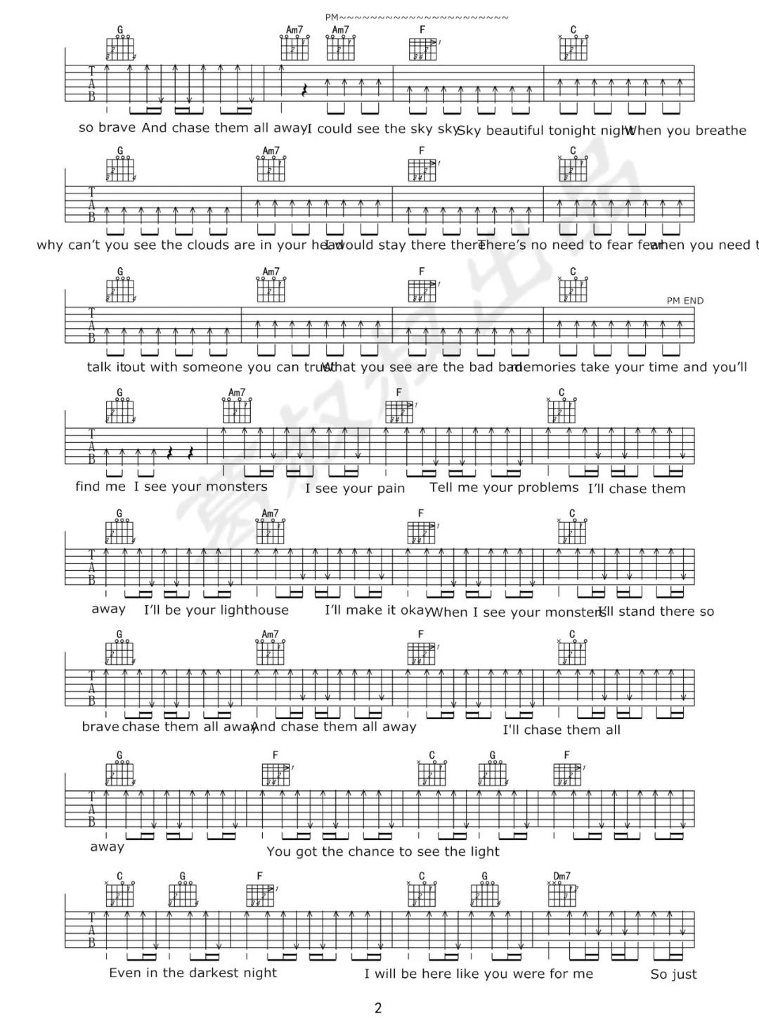 Monsters吉他谱2-Katie-Sky-C调指法