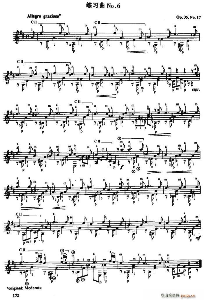 费尔南多 索尔 古典吉他练习曲 No 6 Op 35 No 17(吉他谱)1