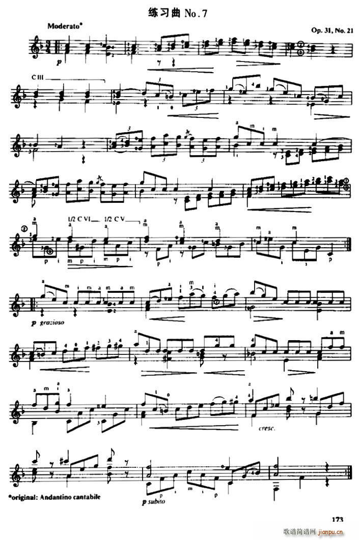 费尔南多 索尔 古典吉他练习曲 No Op 31 No 21(吉他谱)1