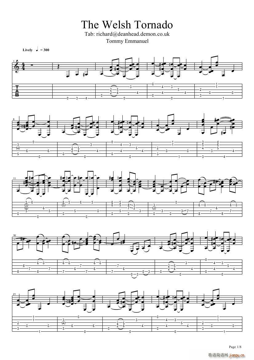 tommy emmanuel the welsh tornado 指弹吉它(吉他谱)1