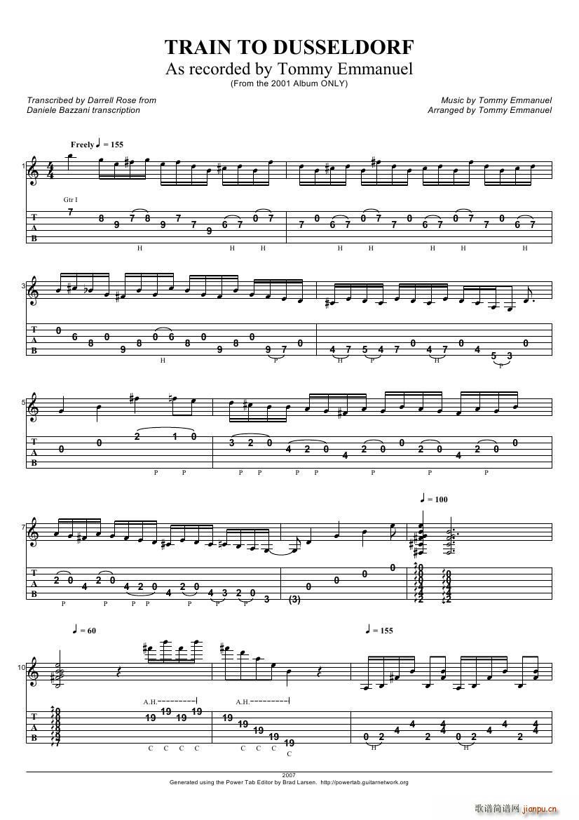 tommy emmanuel train to dusseldorf 指弹吉它(吉他谱)1