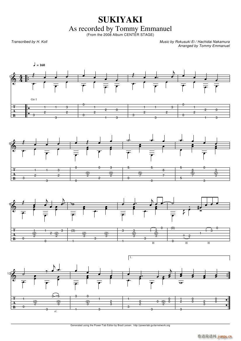 tommy emmanuel sukiyaki 2(吉他谱)1