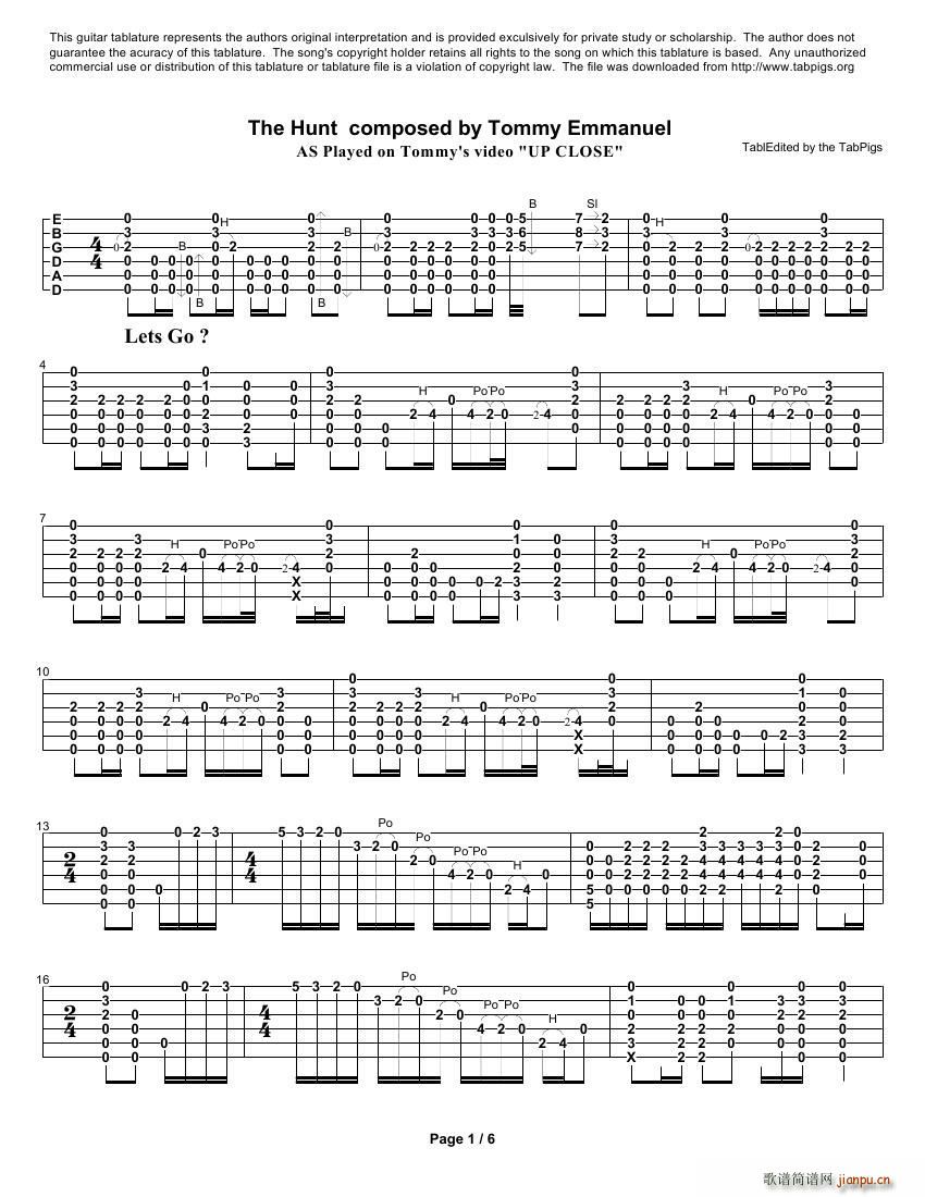 tommy emmanuel the hunt from up close video 指弹吉它(吉他谱)1