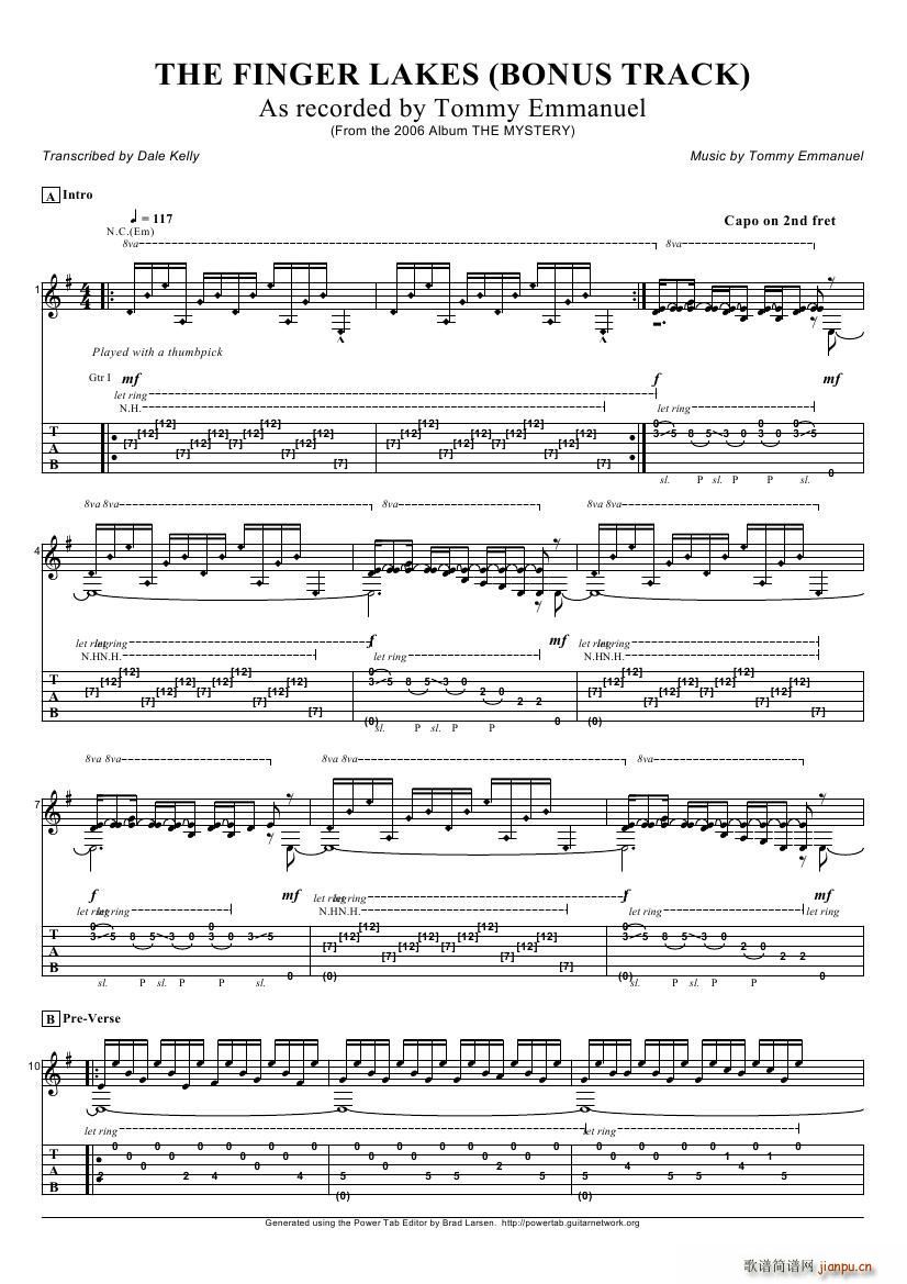 tommy emmanuel the finger lakes 指弹吉它(吉他谱)1