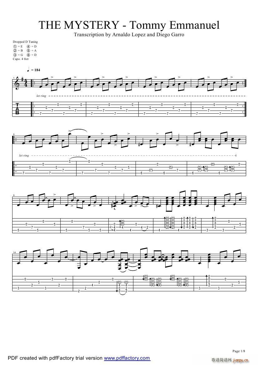 tommy emmanuel the mystery 2 指弹吉它(吉他谱)1