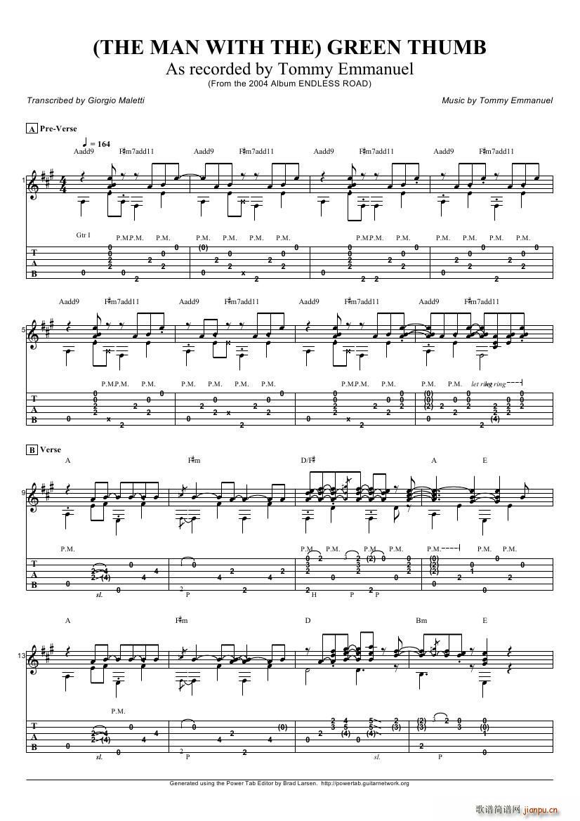 tommy emmanuel the man with the green thumb 指弹吉它(吉他谱)1