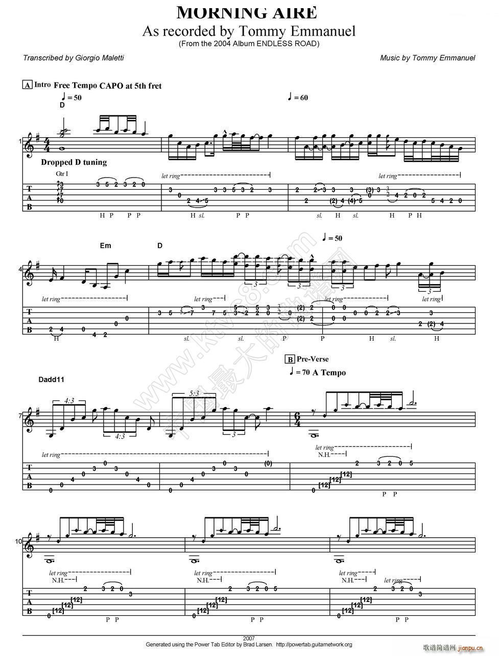 tommy emmanuel morning aire 指弹吉他(吉他谱)1