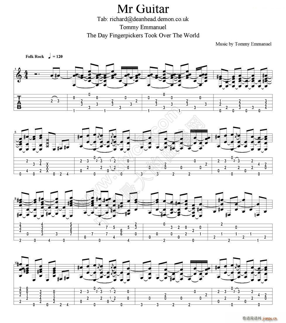 tommy emmanuel mr guitar 指弹吉他(吉他谱)1