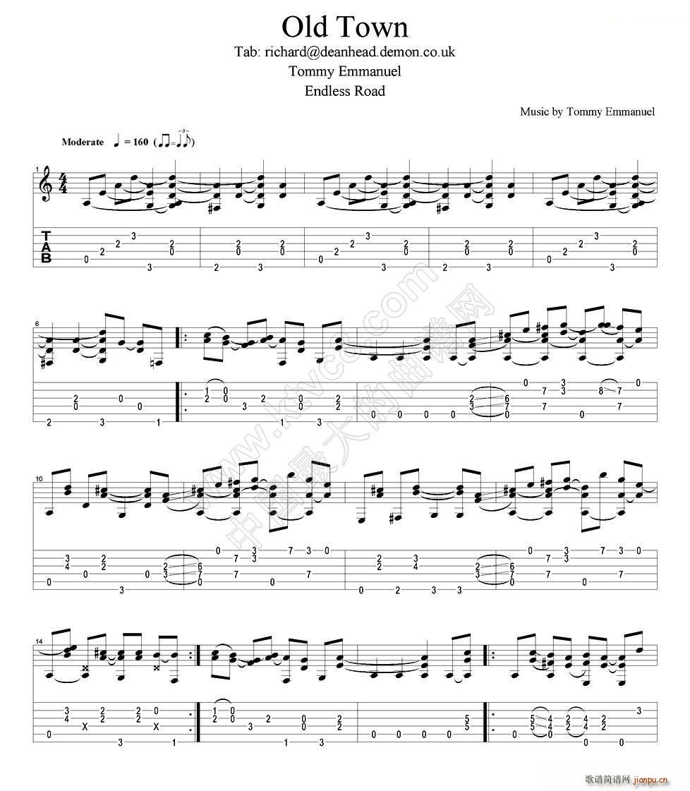 tommy emmanuel old town 指弹吉他(吉他谱)1