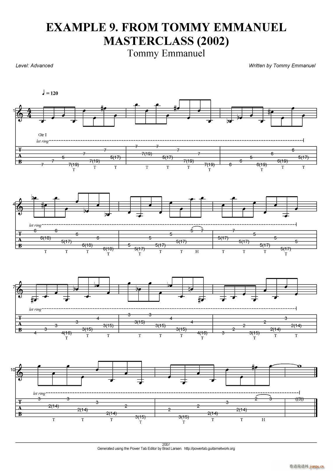 tommy emmanuel masterclass example 9 指弹吉他(吉他谱)1