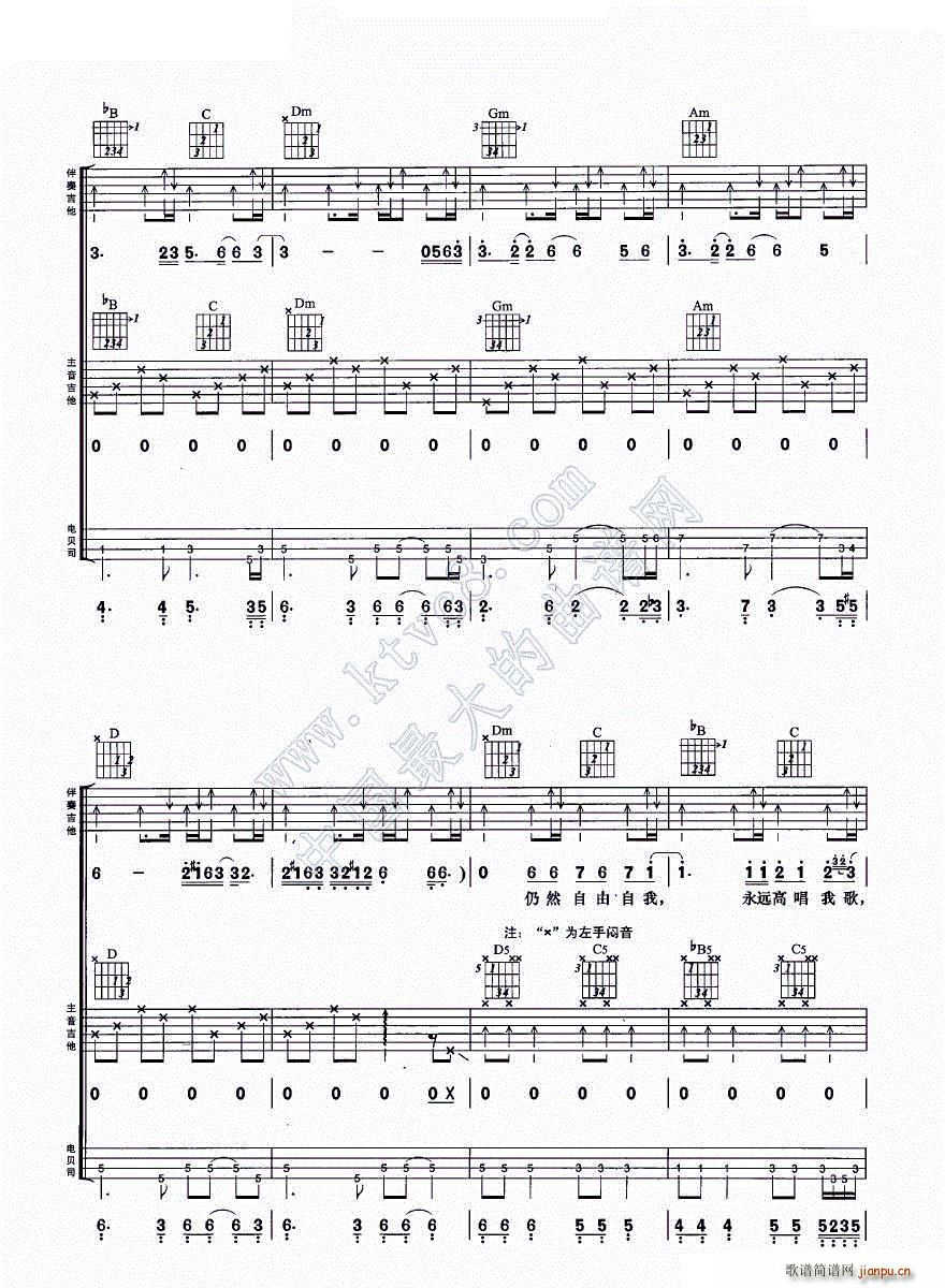 海阔天空 吉他组合弹唱(吉他谱)6