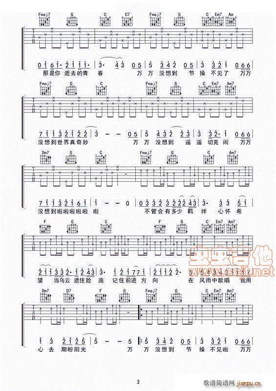 还是没想到 电视剧 万万没想到 片尾曲(吉他谱)3