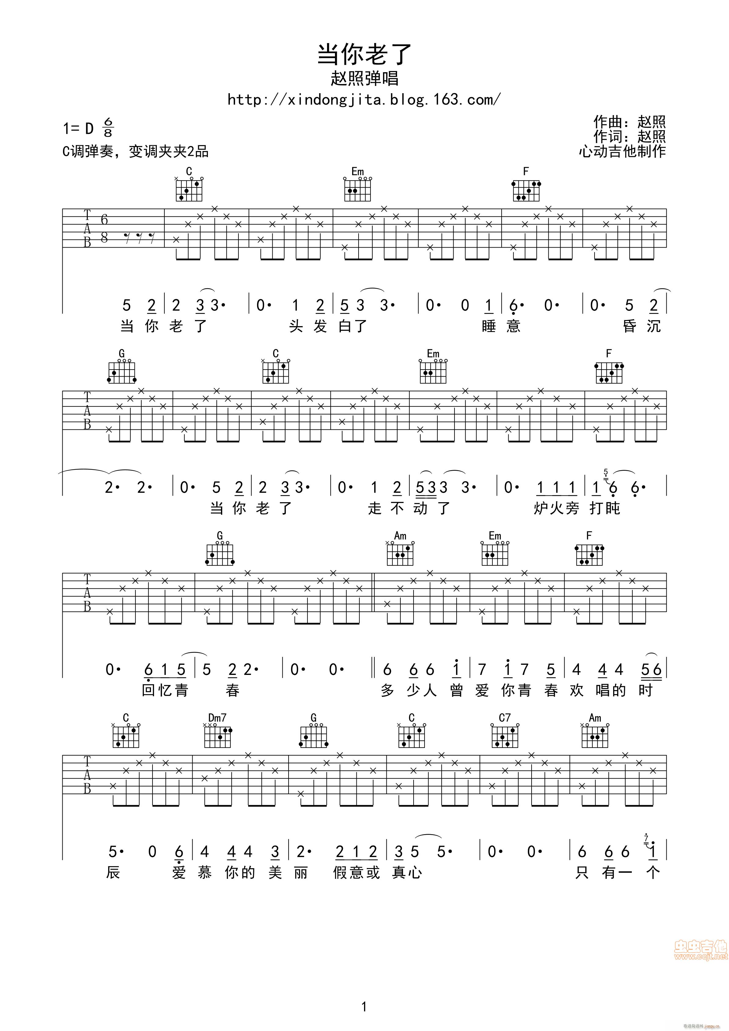当你老了 心动吉他制作(吉他谱)1