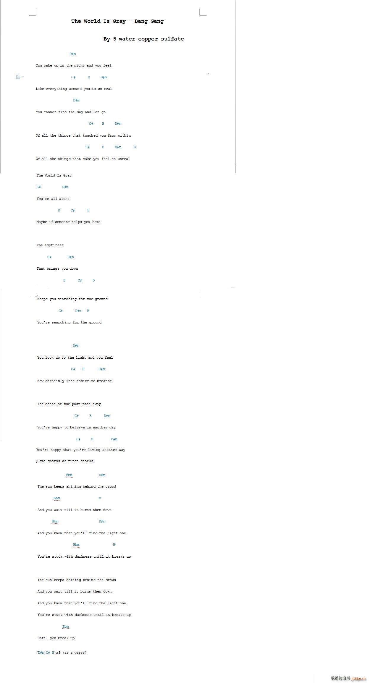 the world is gray(吉他谱)1