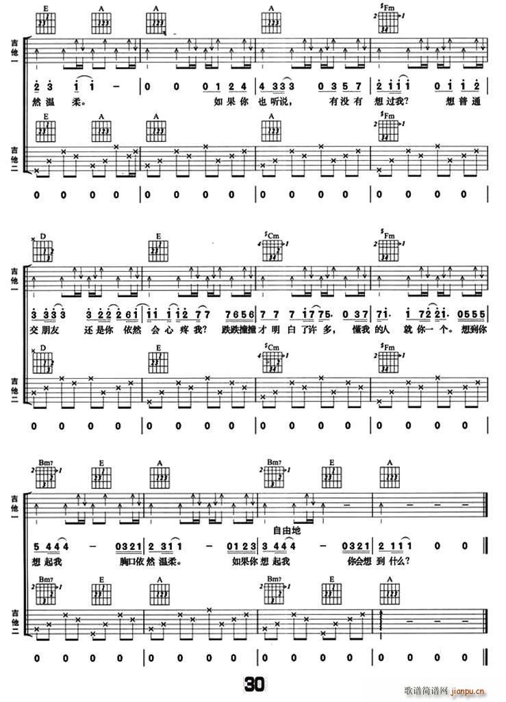 如果你也听说 双吉他(吉他谱)5