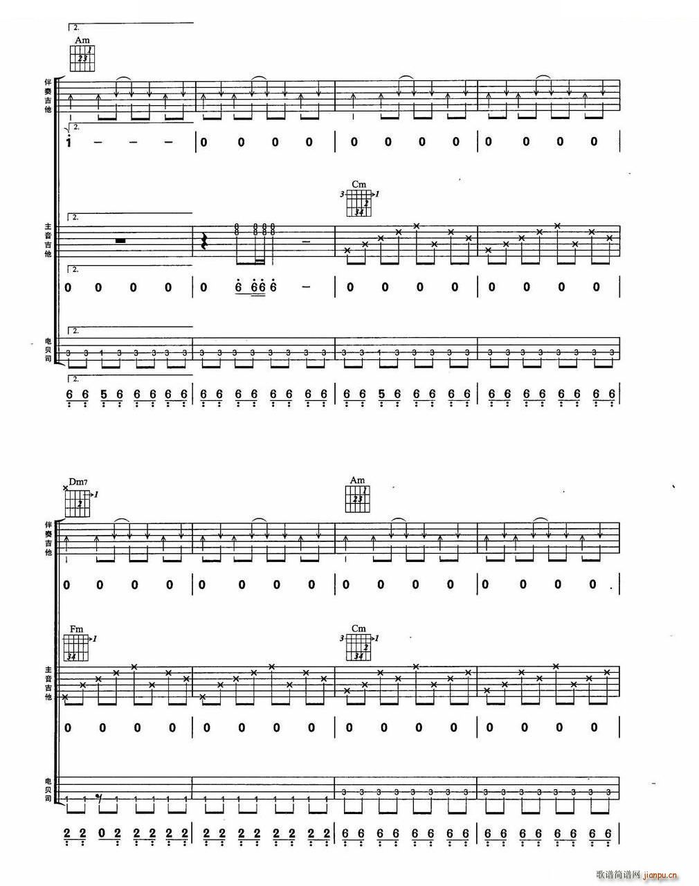 不可一世 BEYOND乐队金曲吉他组合弹唱(吉他谱)7