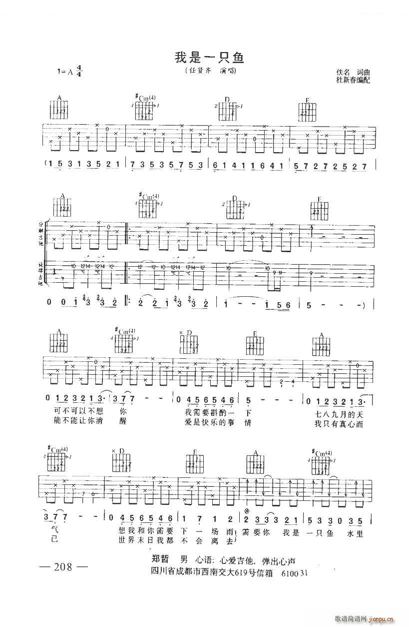 我是一只鱼 带和弦(吉他谱)1