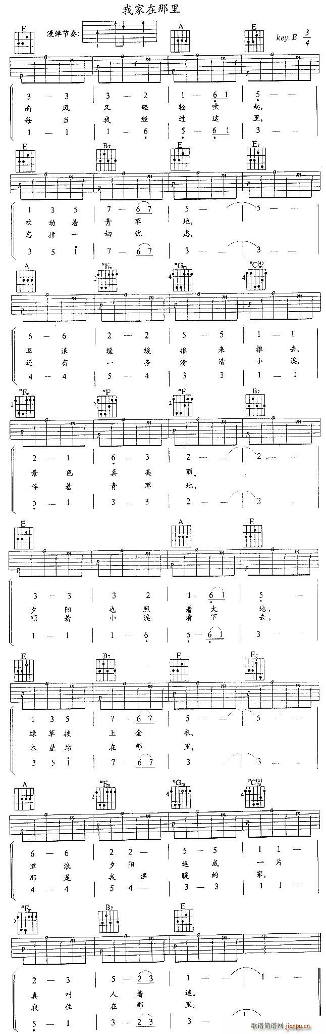 我家在哪里吉他(吉他谱)1
