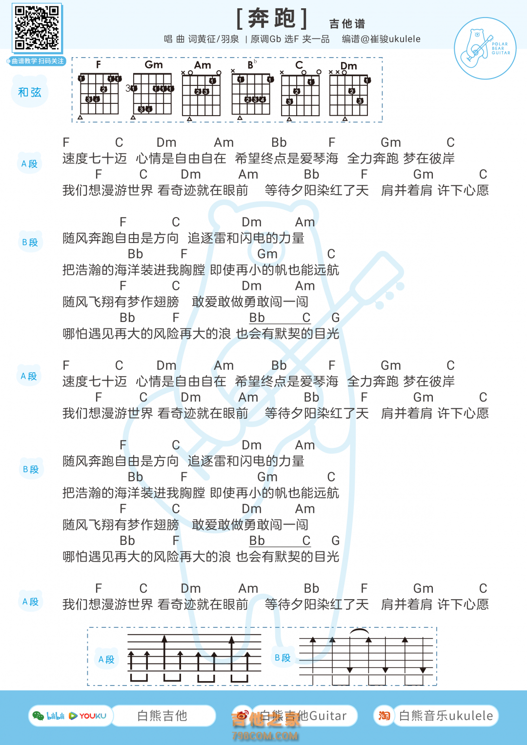 奔跑吉他弹唱谱