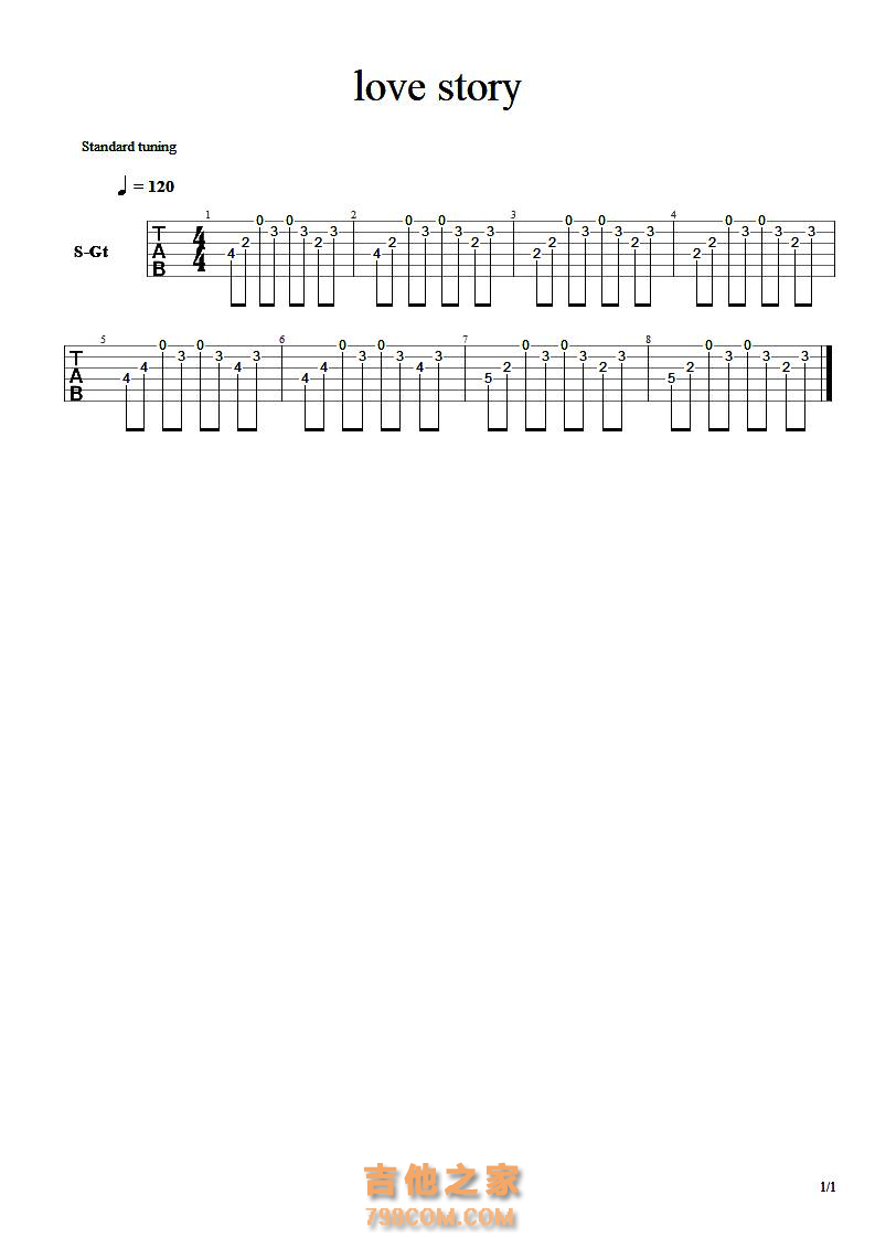 love story吉他SOLO谱