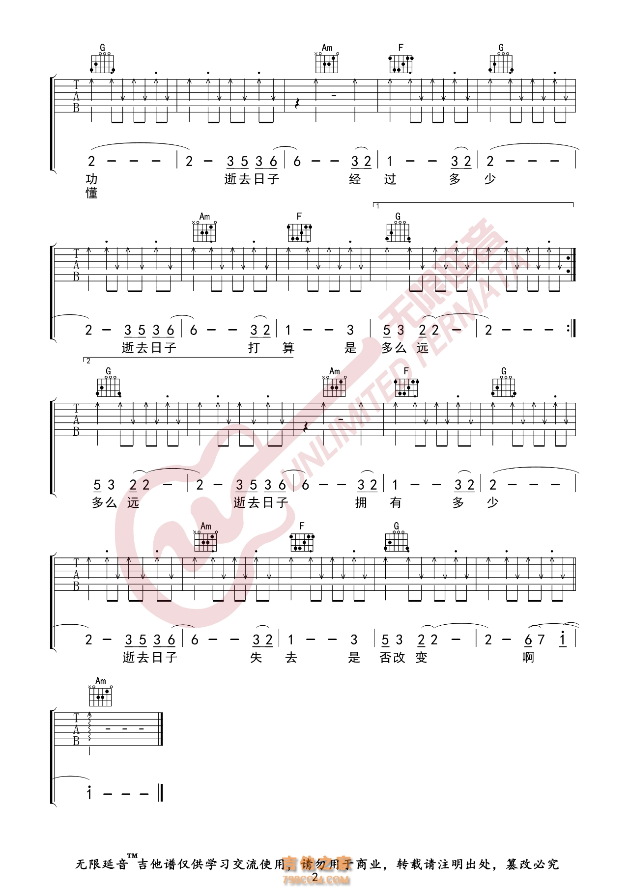 BEYOND 逝去日子 吉他谱