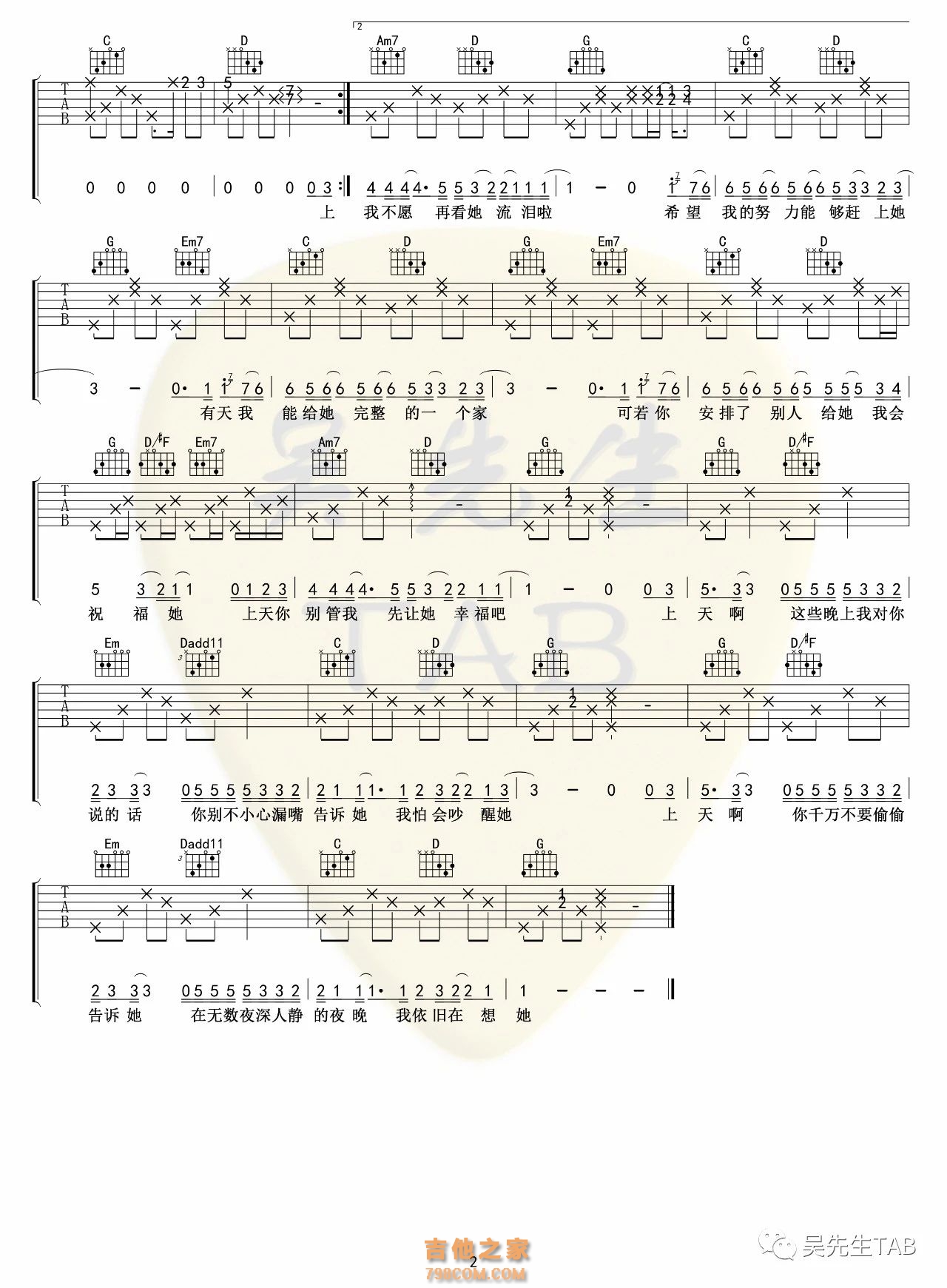 蓝心羽《阿拉斯加海湾》吉他谱